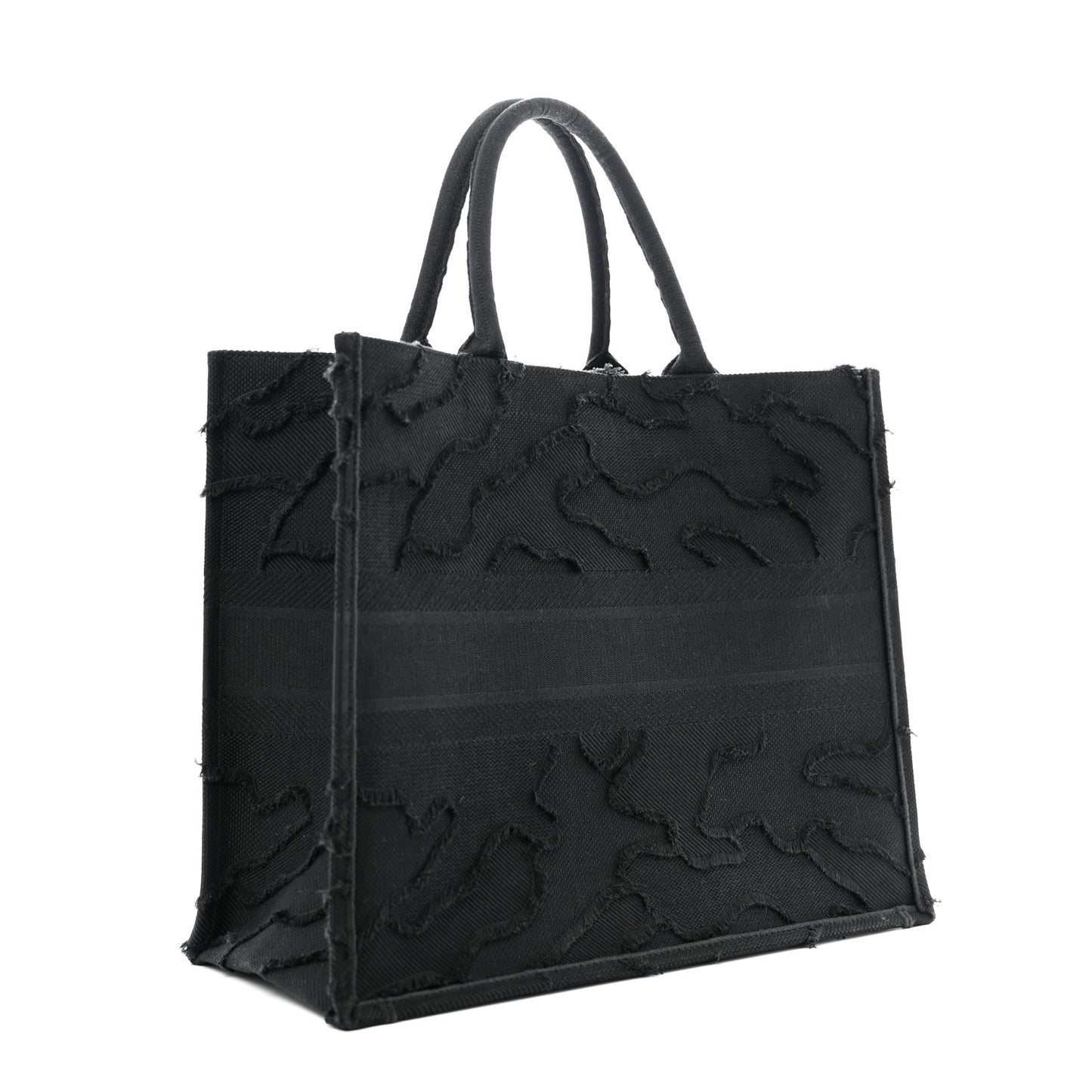 Canvas Embroidered Camouflage Book Tote Black