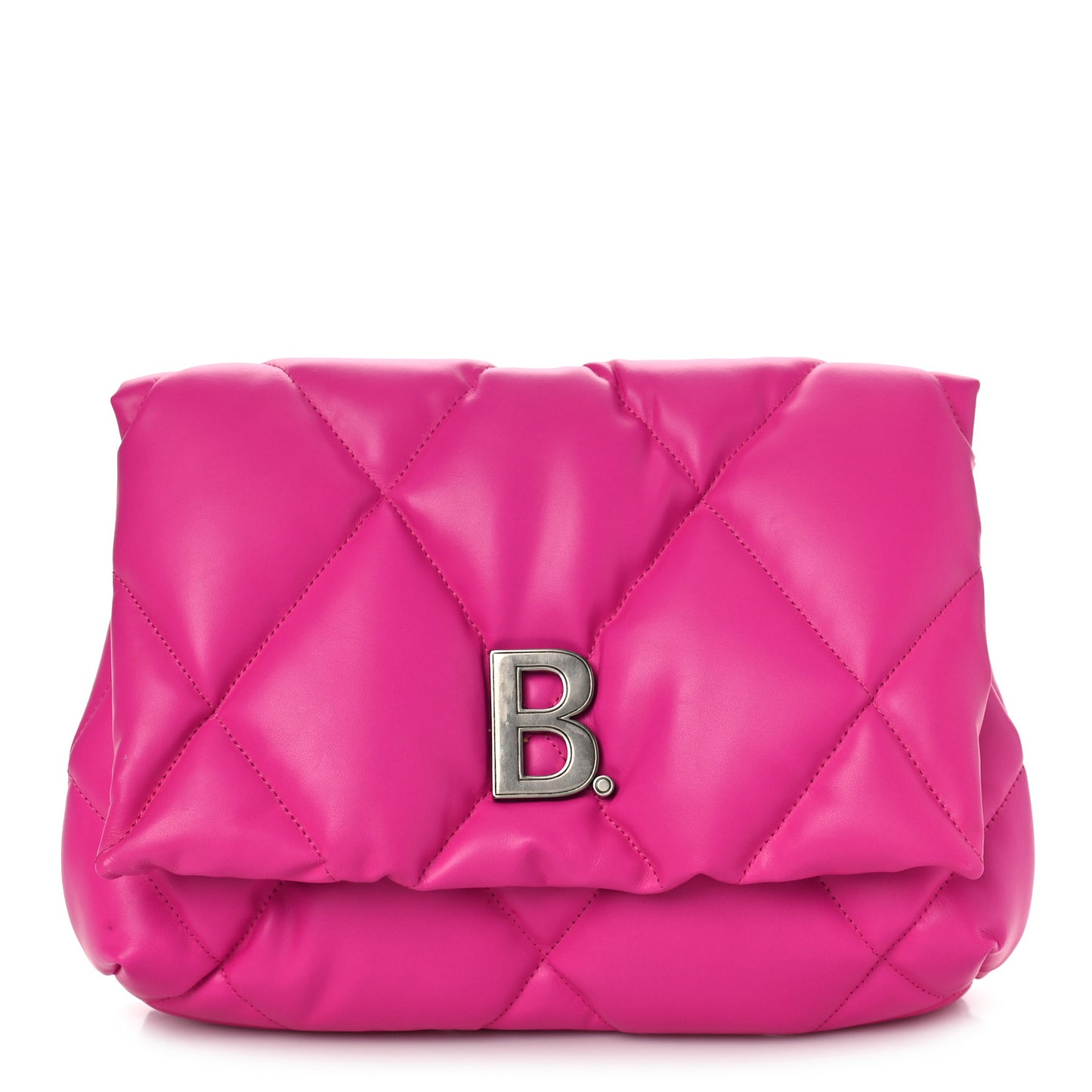 Nappa Calfskin Quilted Touch B Puffy Clutch Fuchsia