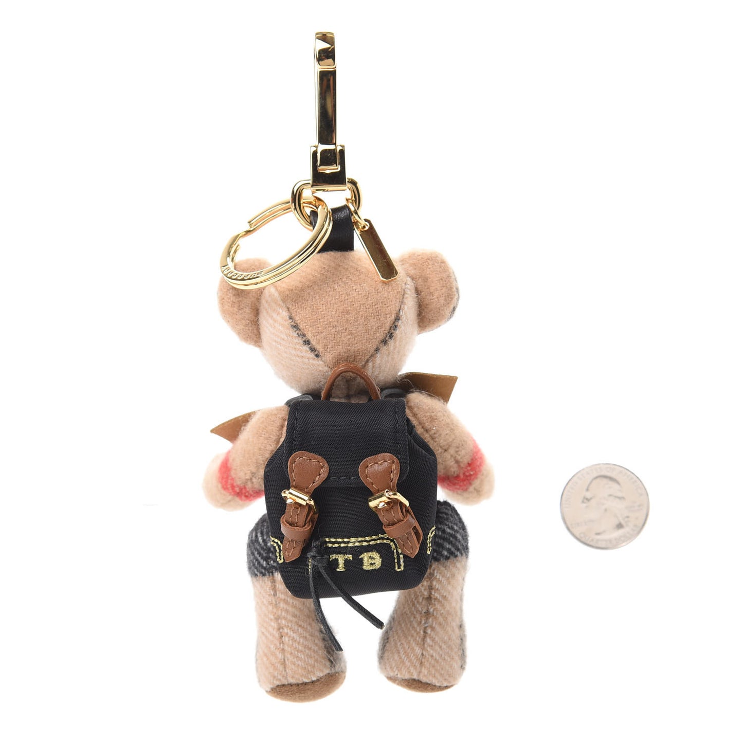 Cashmere House Check Thomas Rucksack Bear Bag Charm Camel