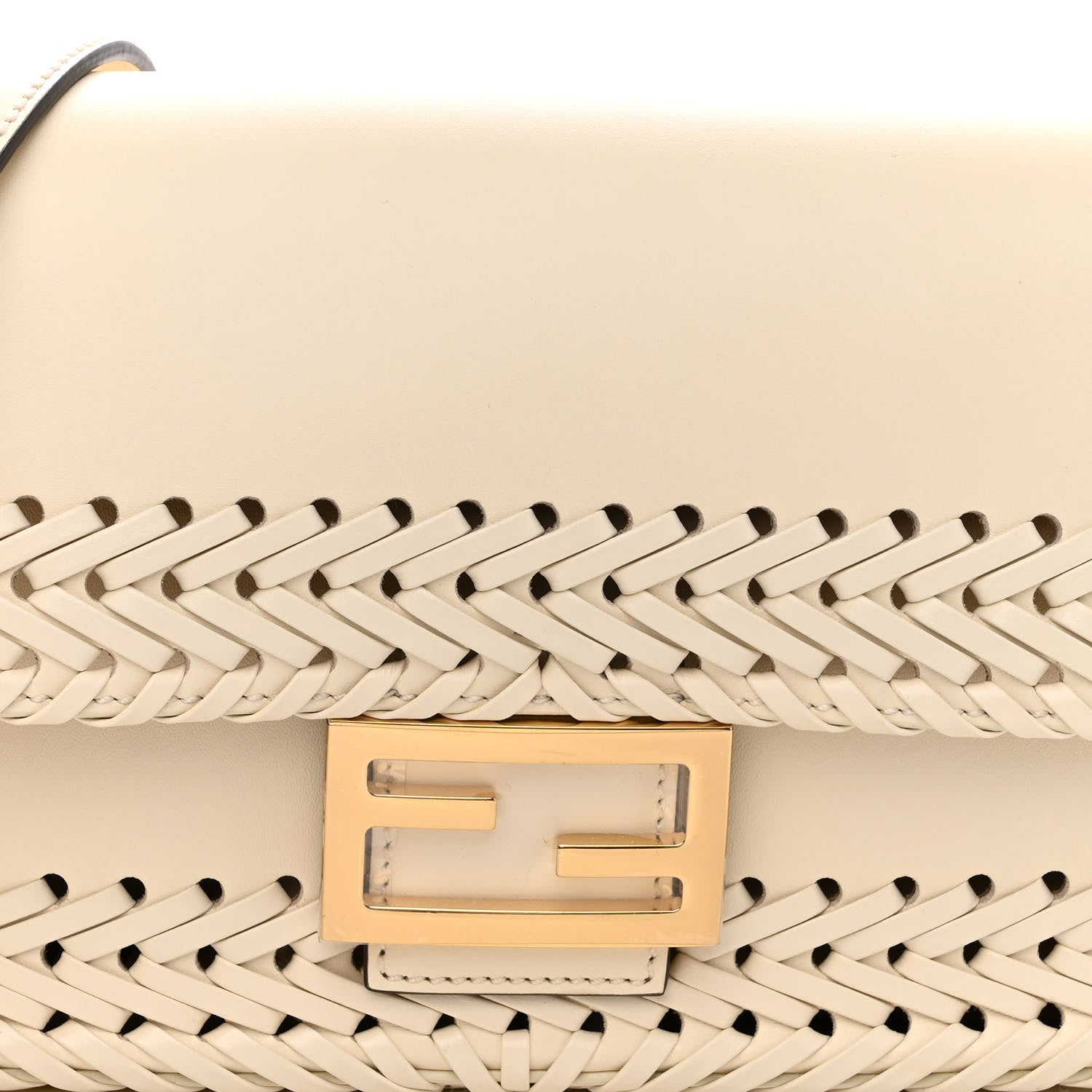 Fendi Vitello King Ceylon Woven Baguette White Ice 7 of 9