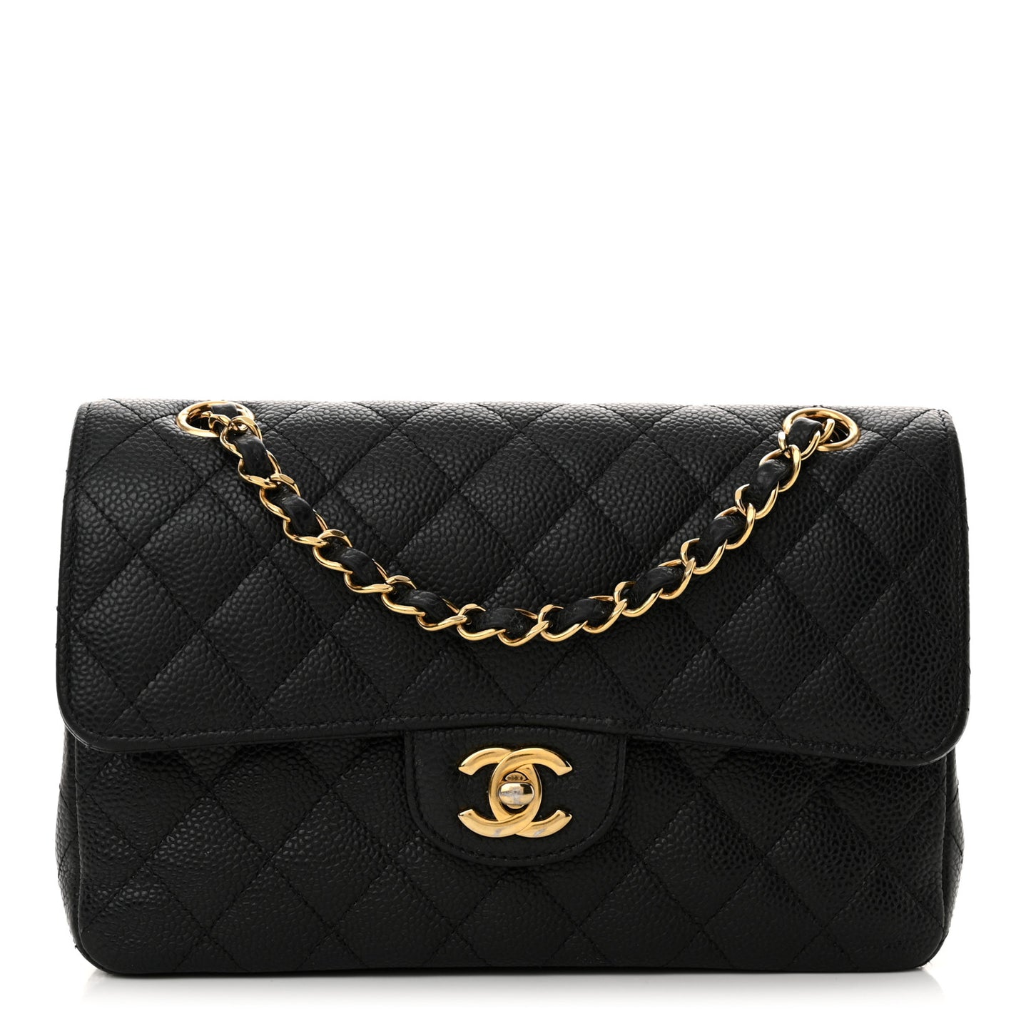 Caviar Quilted Small Double Flap Black
