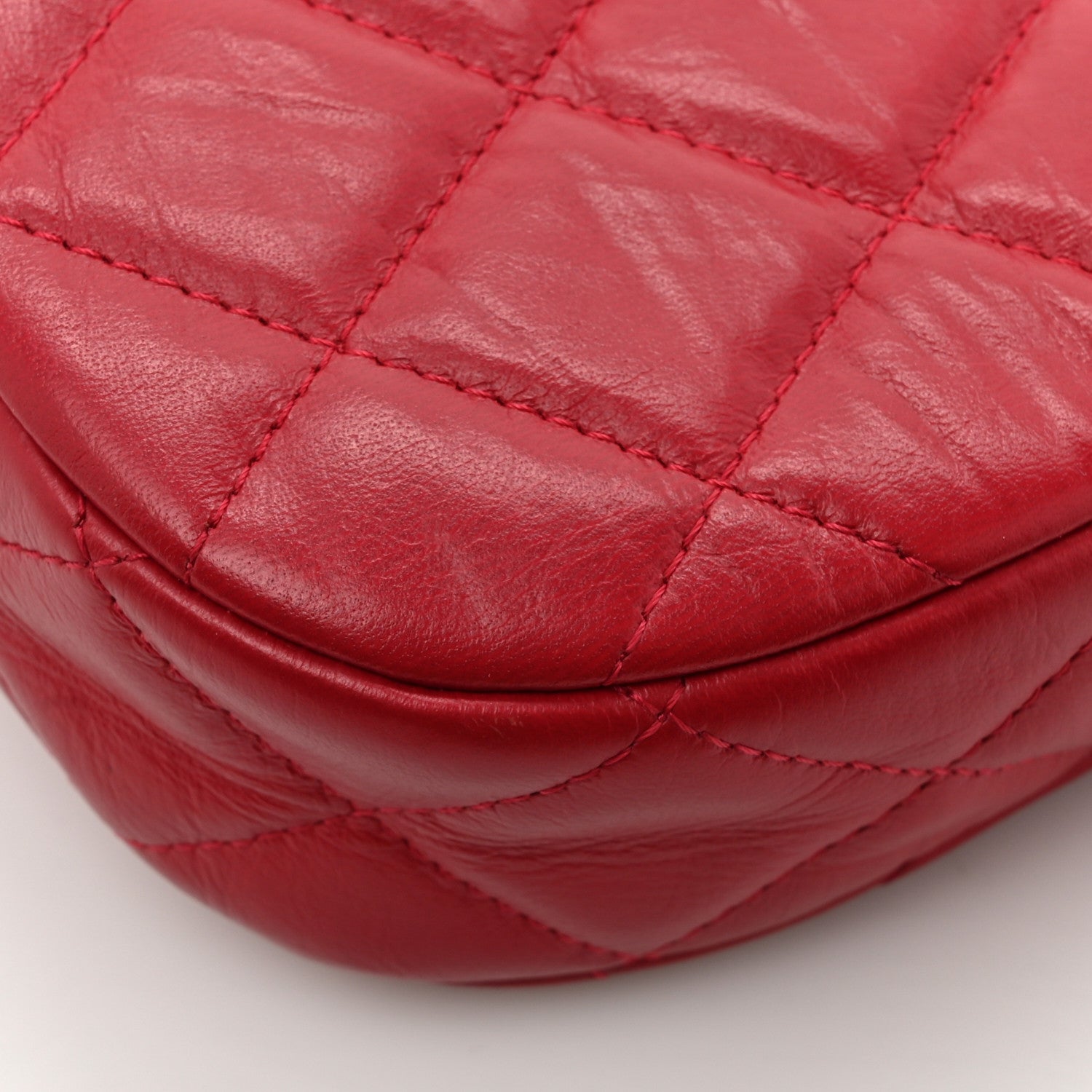 Chanel Crumpled Calfskin Quilted Braided CC Small Hobo Red 15 of 16
