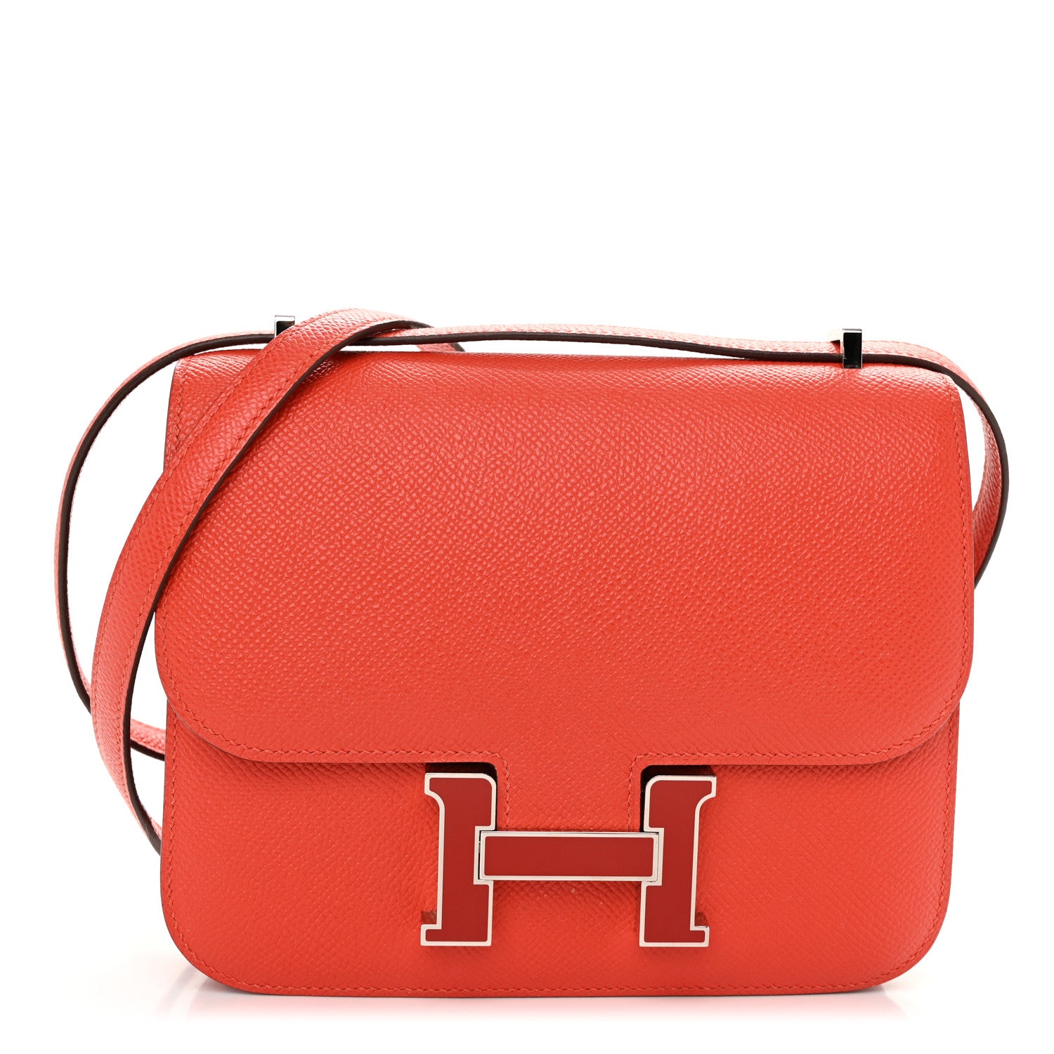 Hermes Epsom Enamel Constance 18 Capucine Sanguine 1 of 12