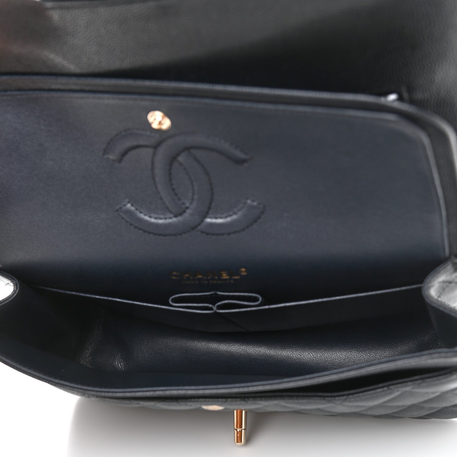 Chanel Caviar Quilted Medium Double Flap Navy 5 of 12