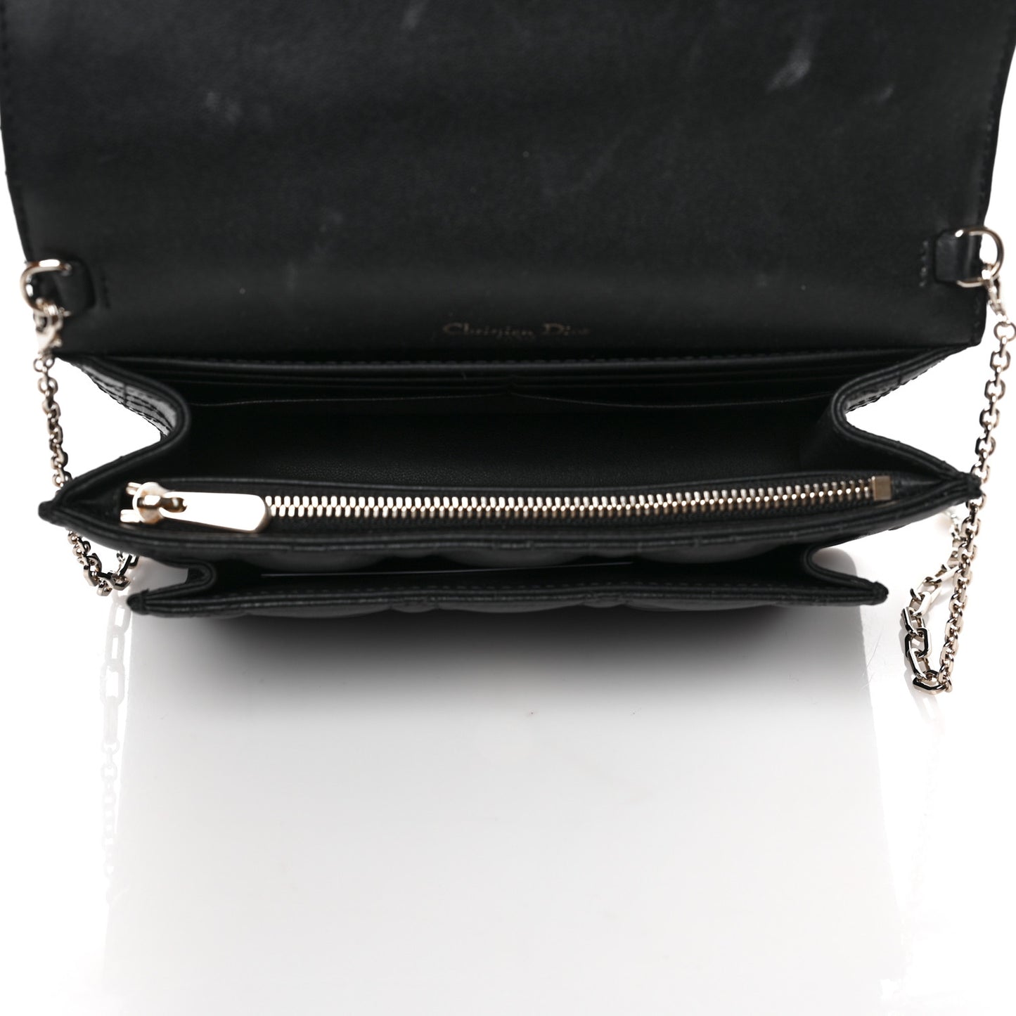 Lambskin Cannage Lady Dior Chain Pouch Black