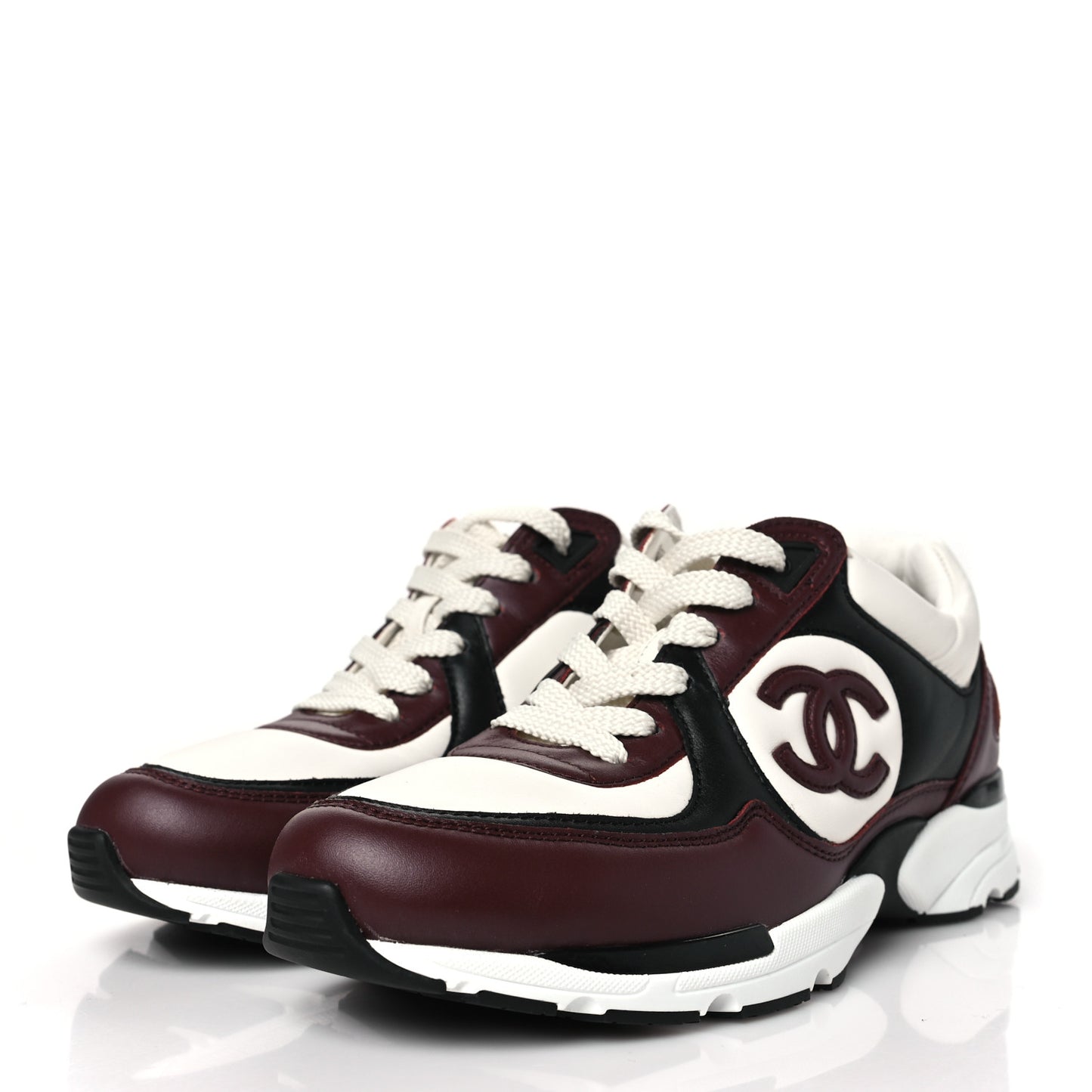 Calfskin CC Sneakers 36 Brown White Black