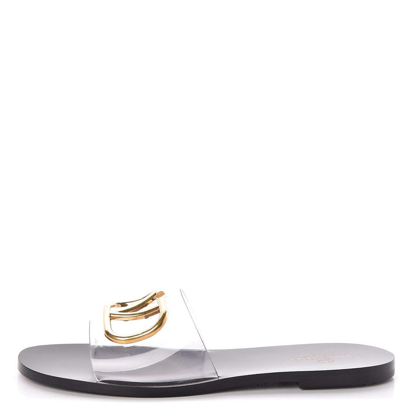 PVC Transparent Vlogo Flat Slide Sandals 39 Black