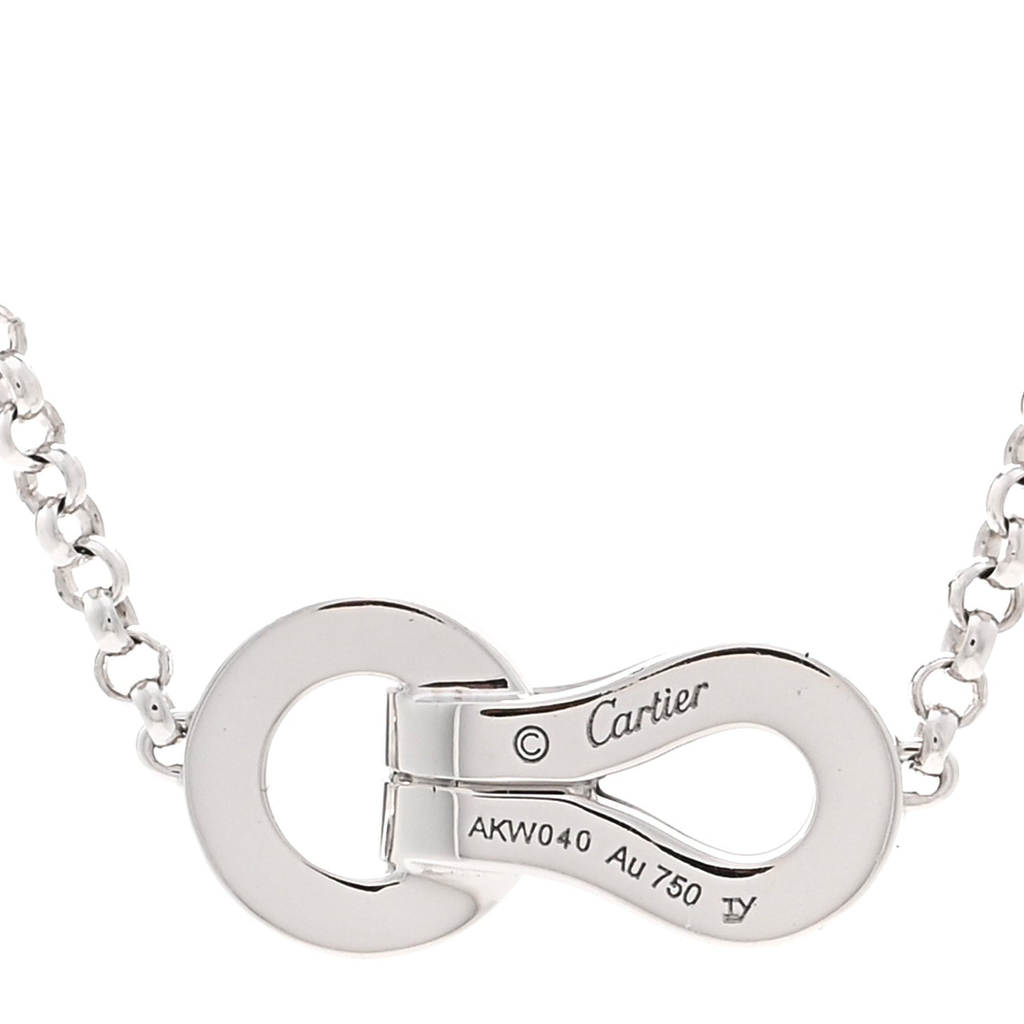 18K White Gold Diamond Agrafe Paved Pendant Necklace