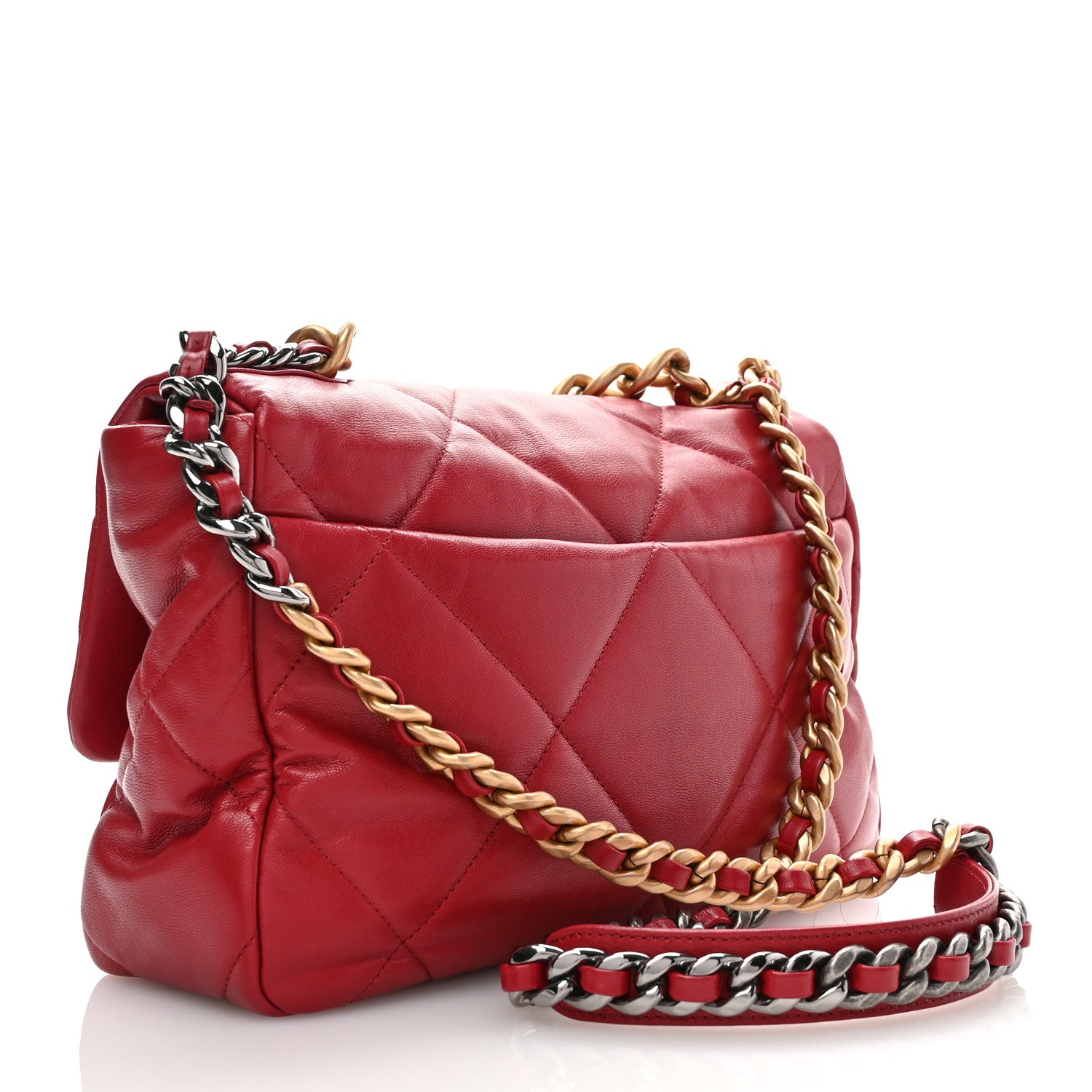 Chanel Goatskin Quilted Large Chanel 19 Flap Red 3 of 10