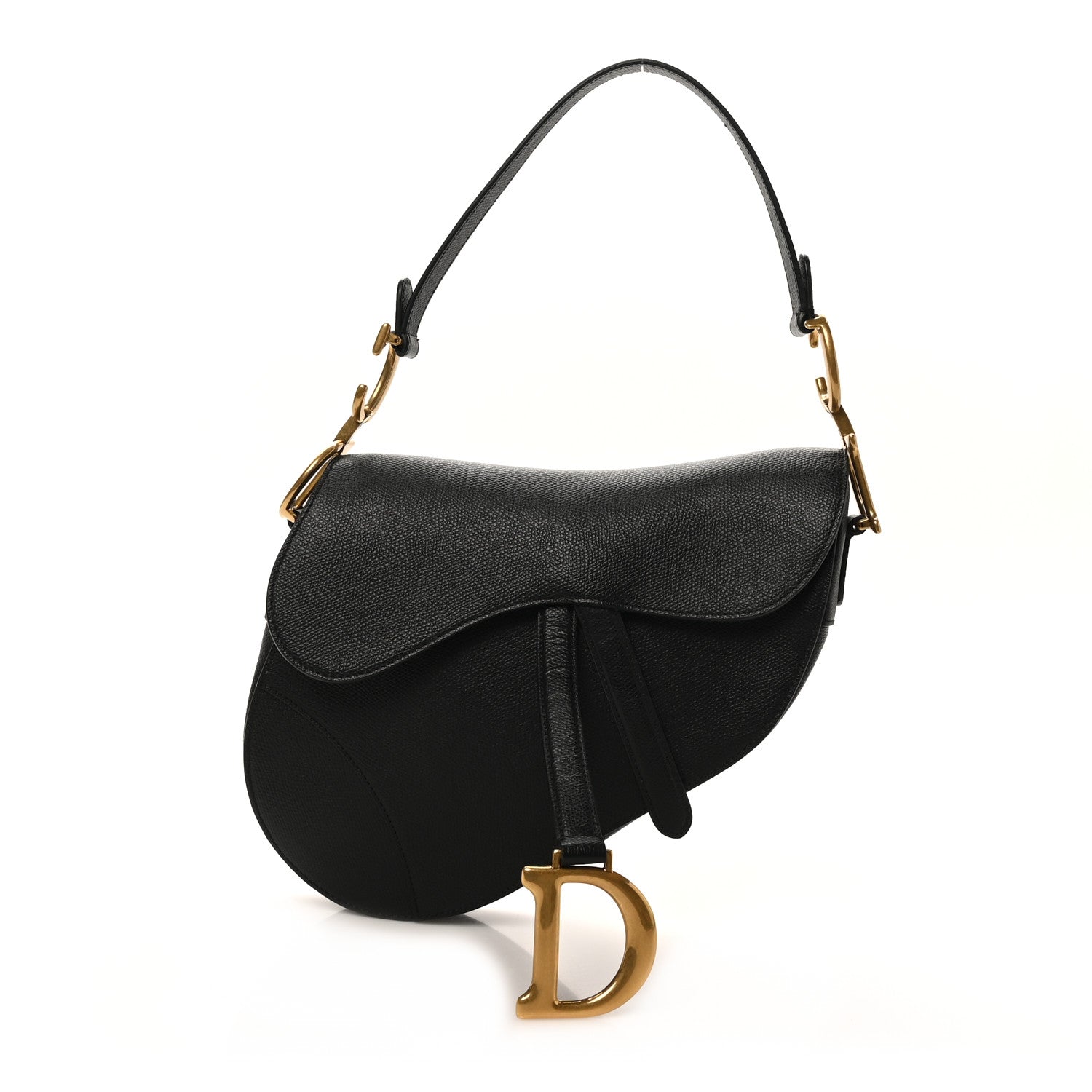 Christian Dior Grained Calfskin Saddle Bag Black 1818715