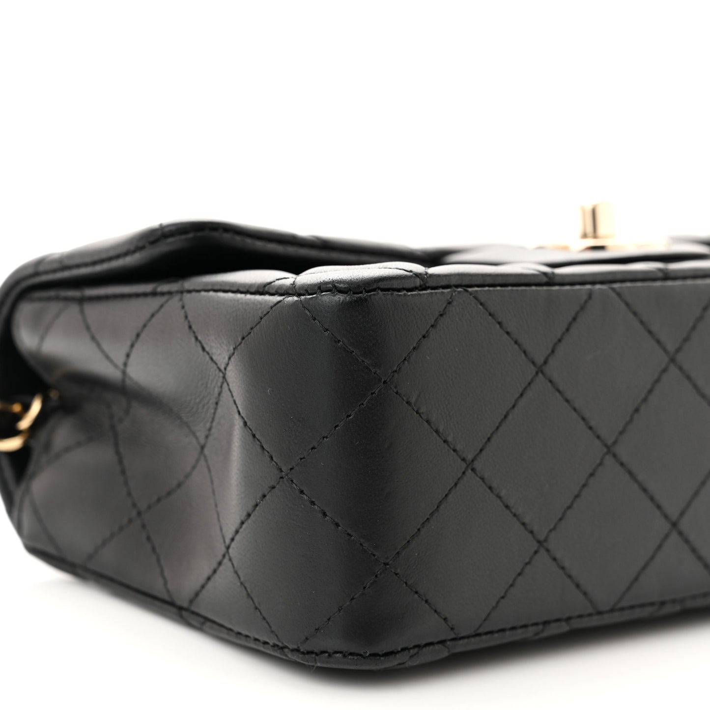 Lambskin Quilted Mini Rectangular Flap Black