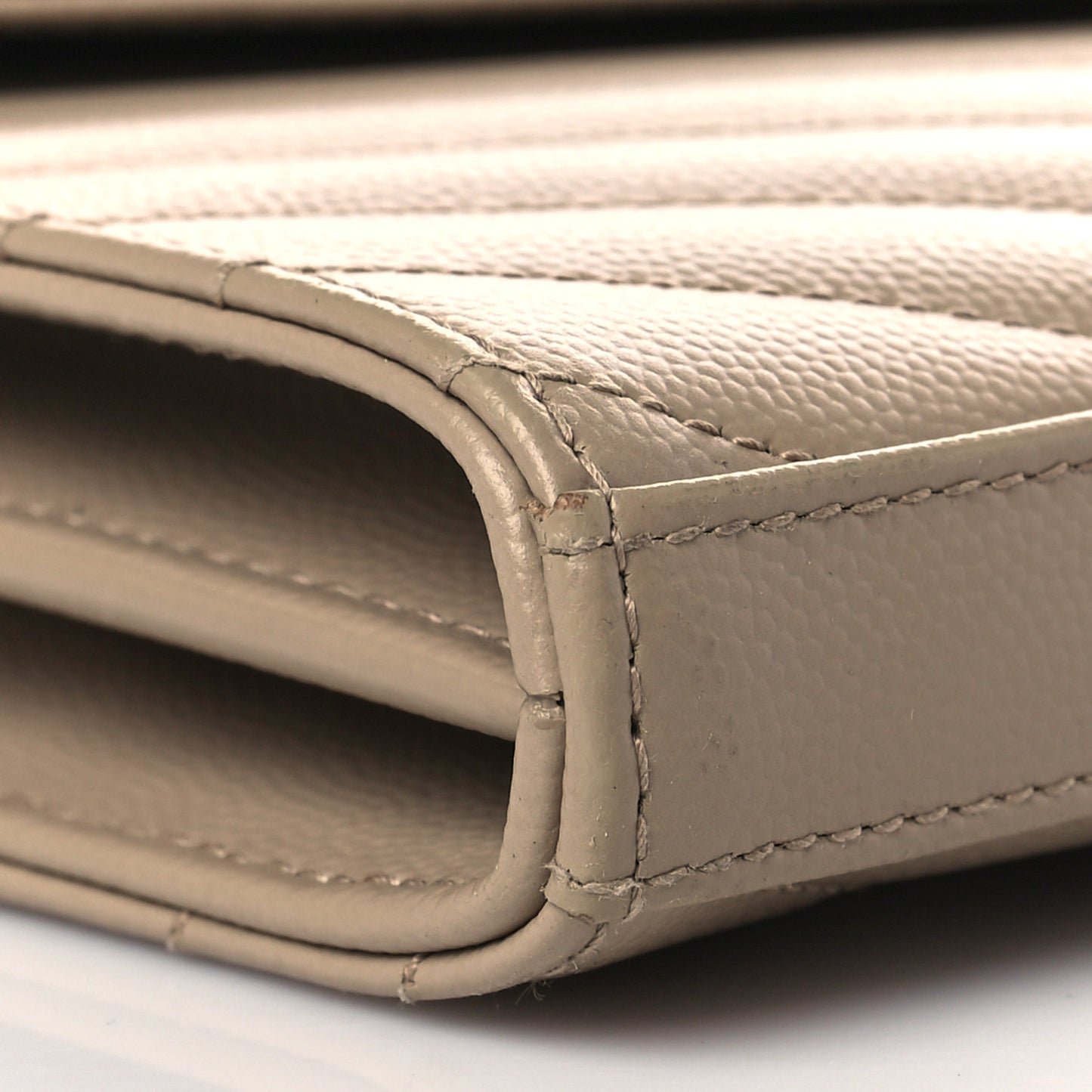 Grain De Poudre Matelasse Chevron Monogram Envelope Chain Wallet Nude Powder