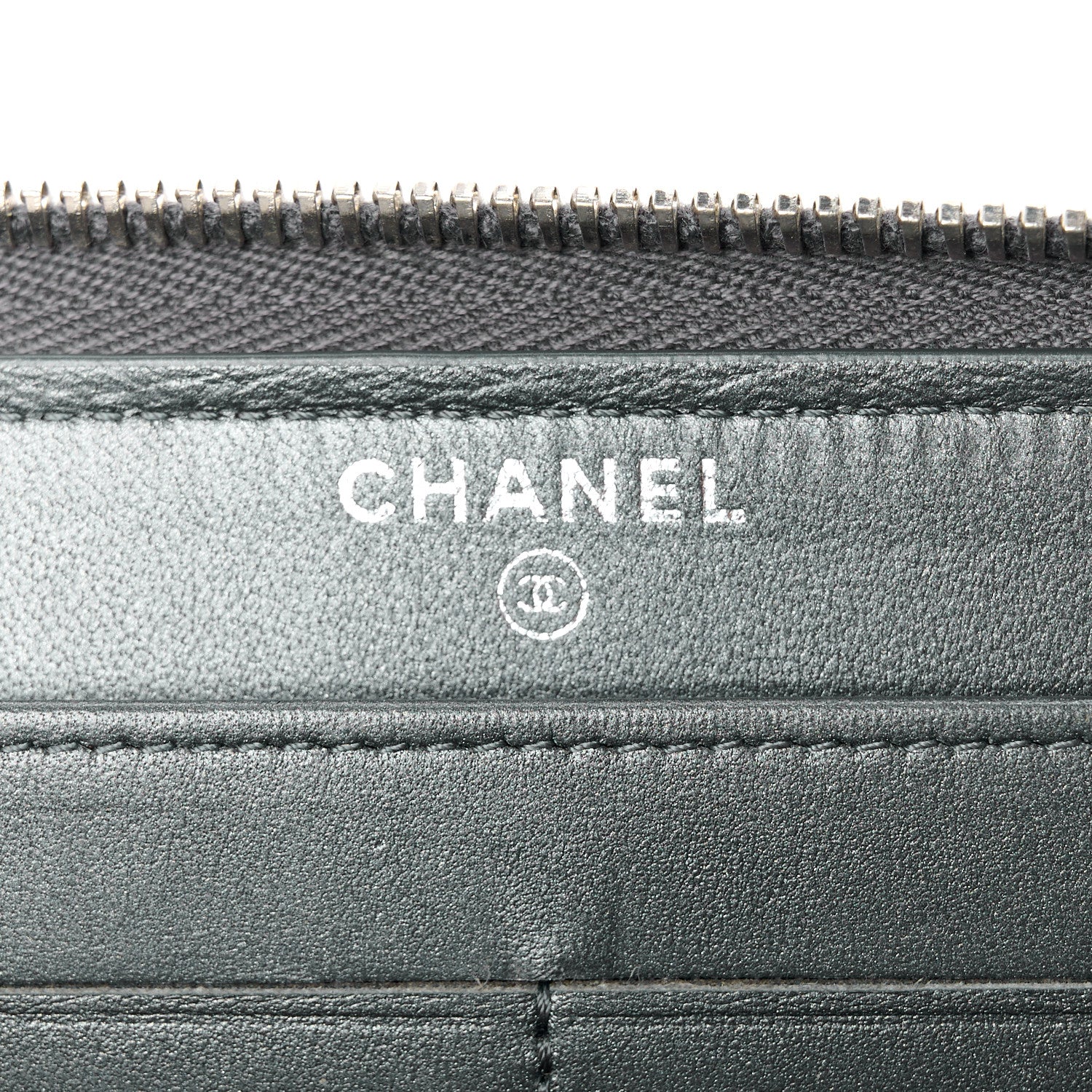 Chanel Metallic Galuchat Stingray Lambskin Boy Gusset Zip Wallet Dark Silver 6 of 11