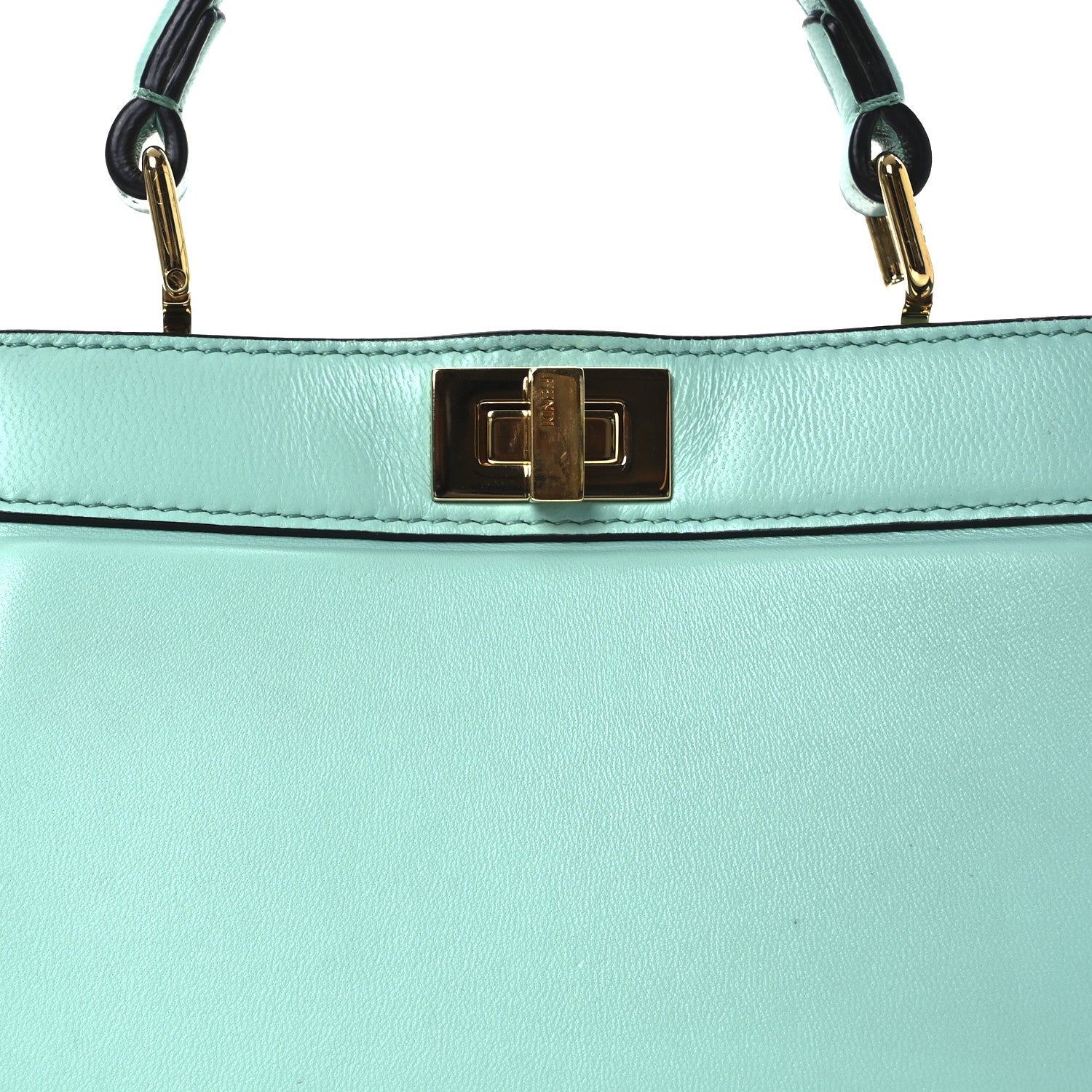 Fendi Shiny Nappa Petite Peekaboo I SEE U Satchel Spring Turquoise 9 of 13