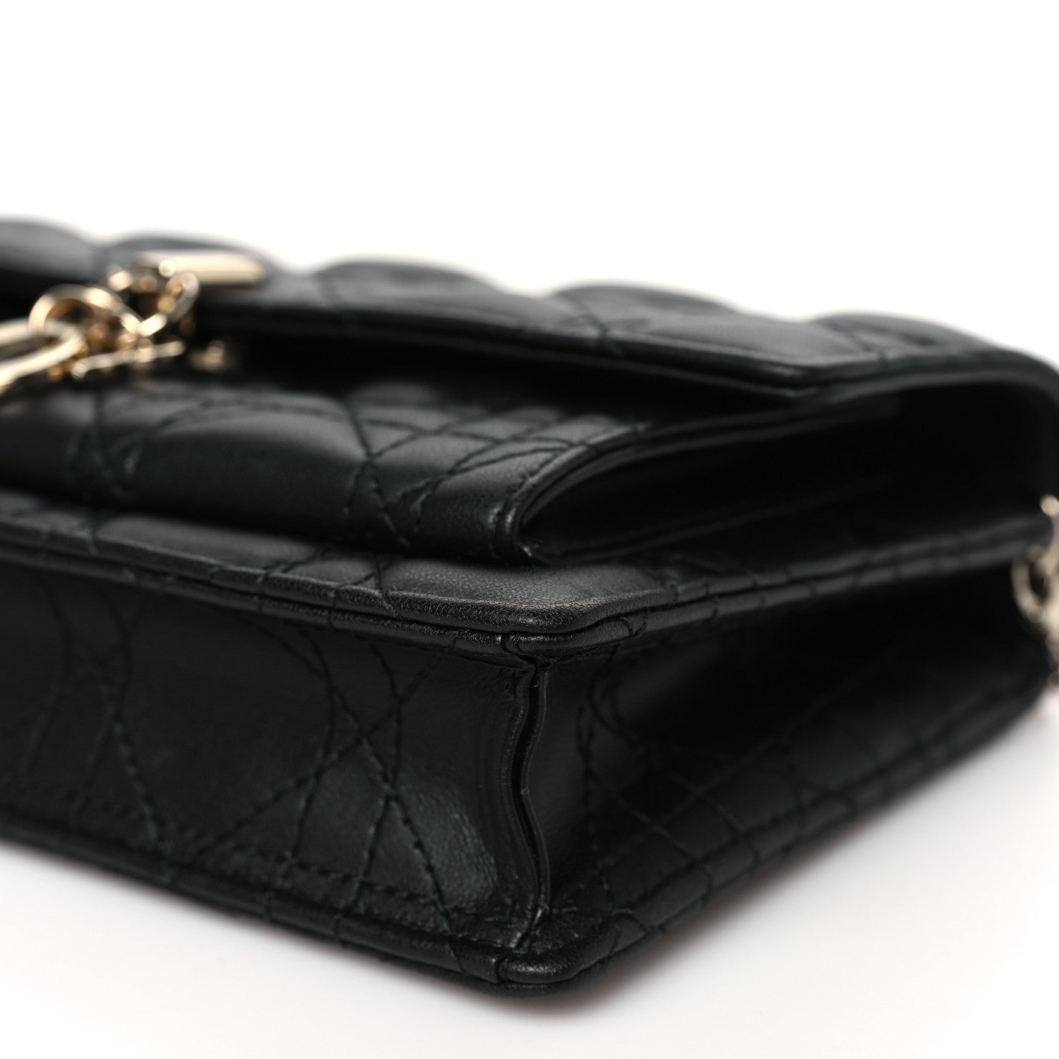 Christian Dior Lambskin Cannage Lady Dior Chain Pouch Black 9 of 10