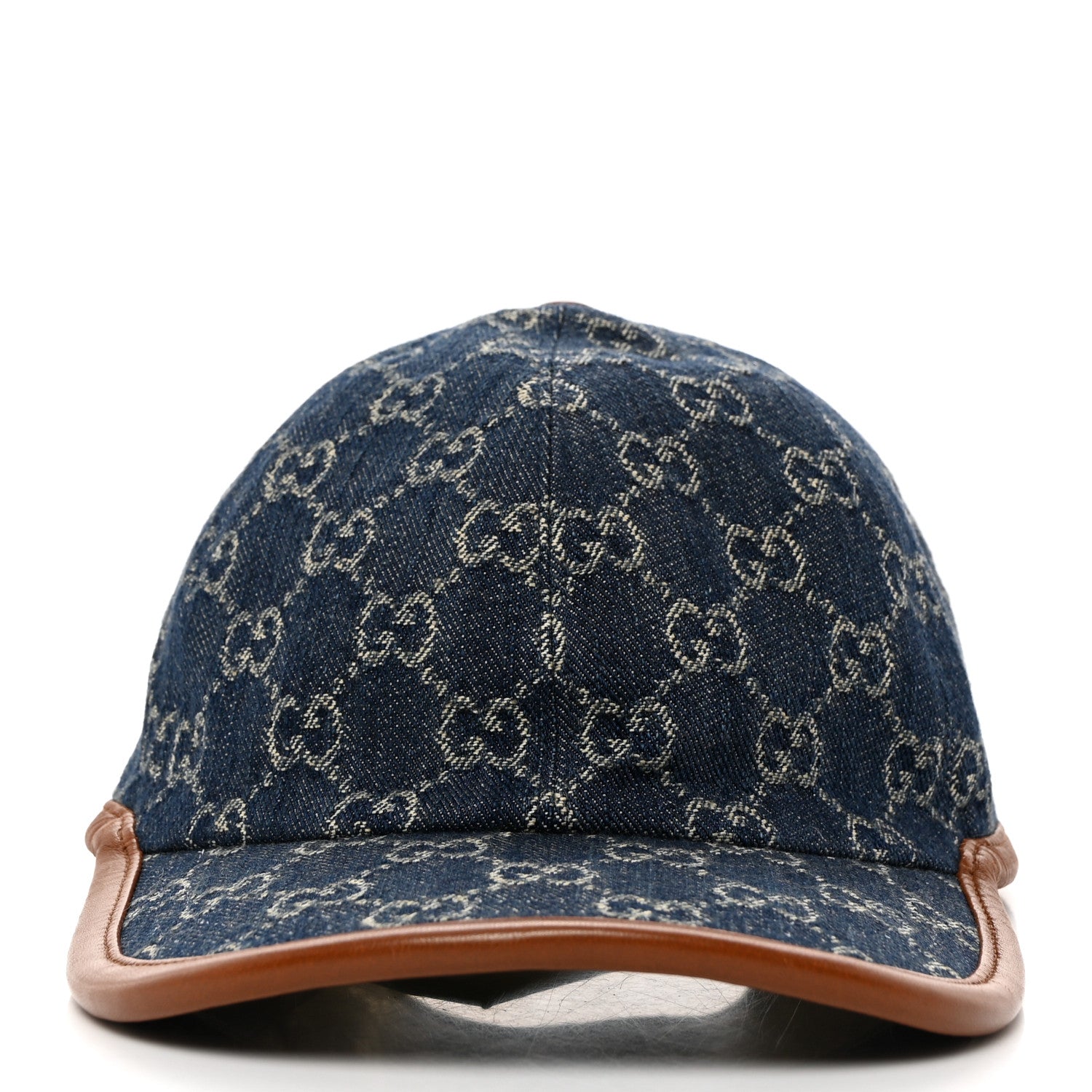 Gucci Washed Jacquard Denim Nappa GG Monogram Oscar Baseball Hat M Denim Cuir 3 of 9