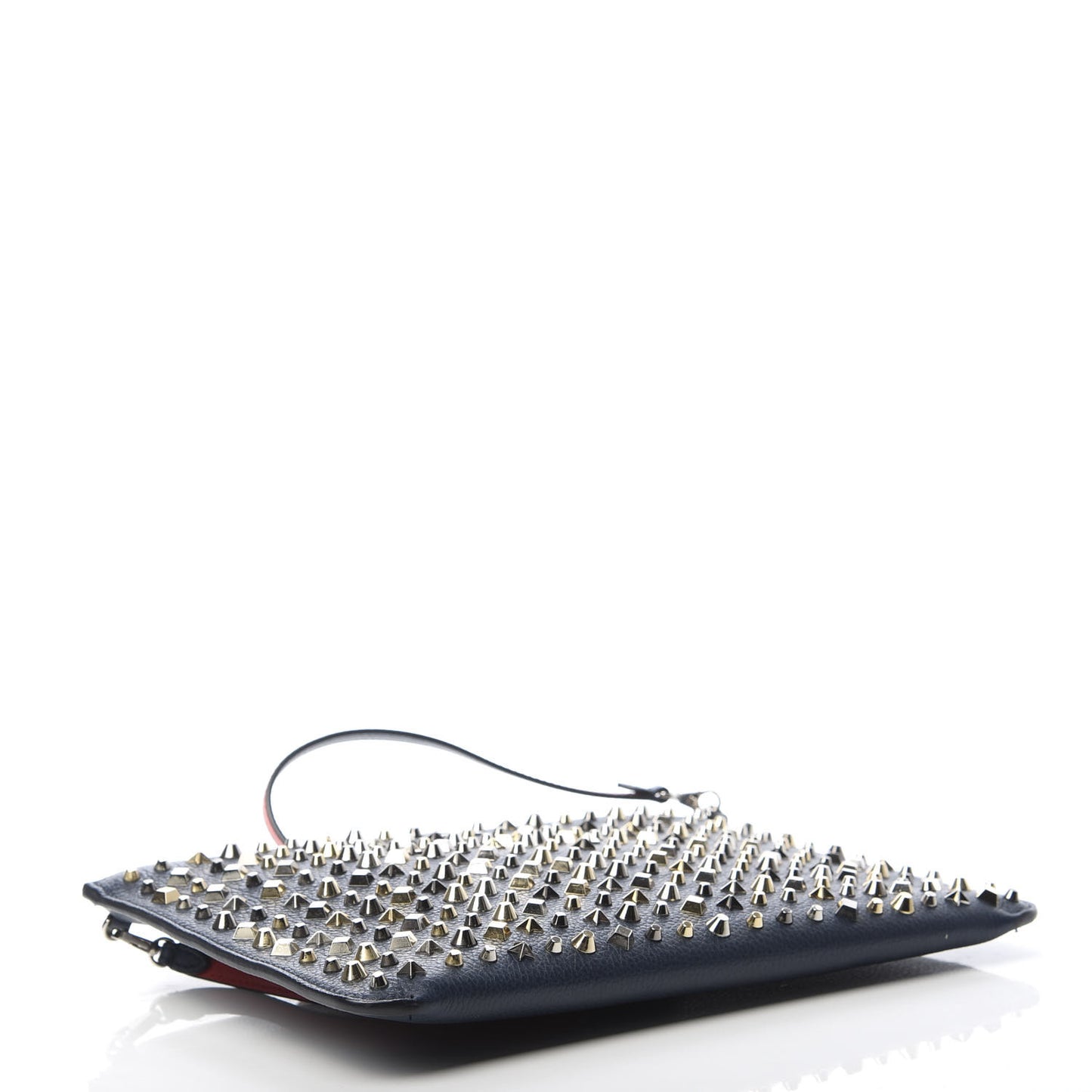 Calfskin Star Studded Loubiclutch Crossbody Clutch Navy