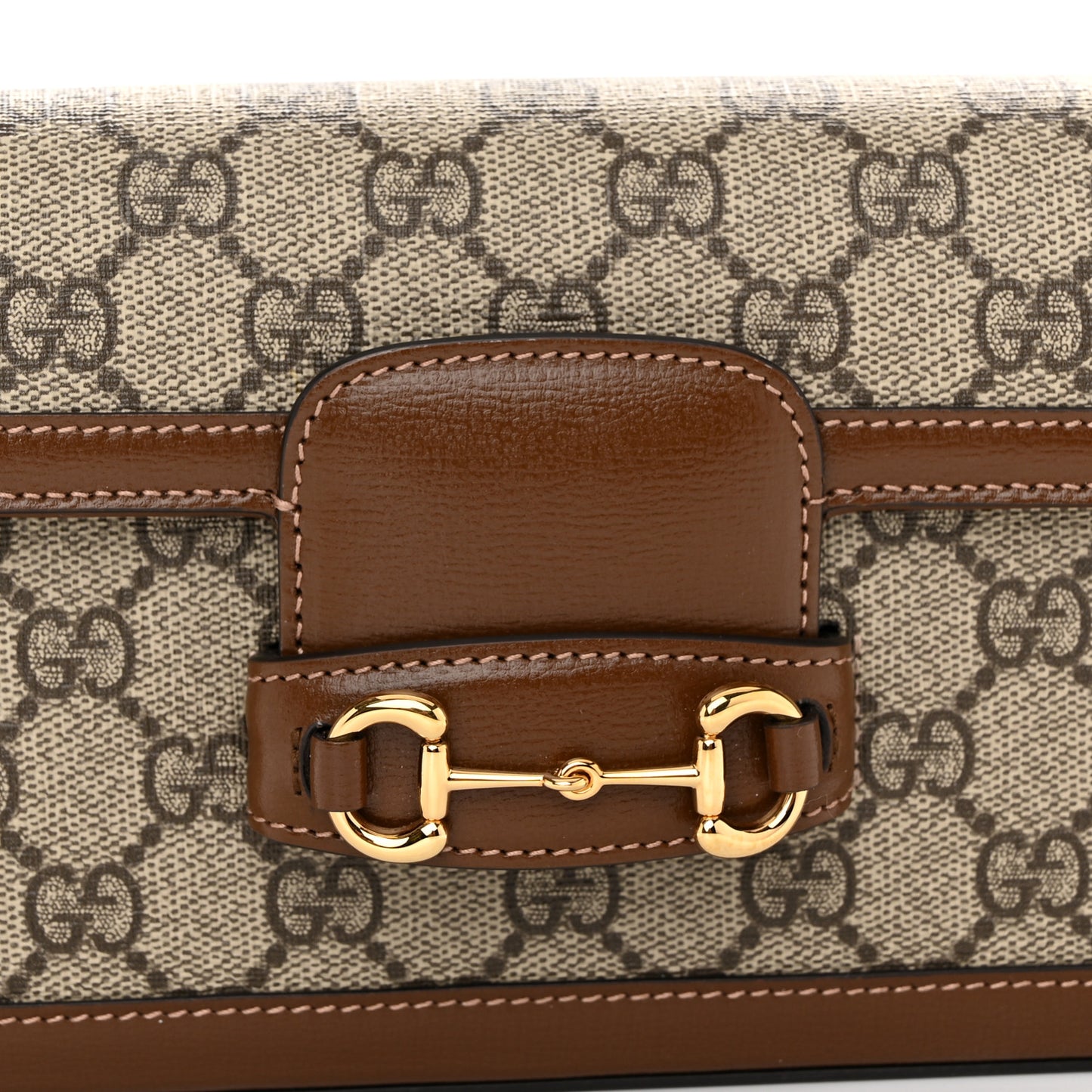 GG Supreme Monogram Azalea Calfskin Horsebit 1955 Mini Bag Beige Ebony Brown Sugar