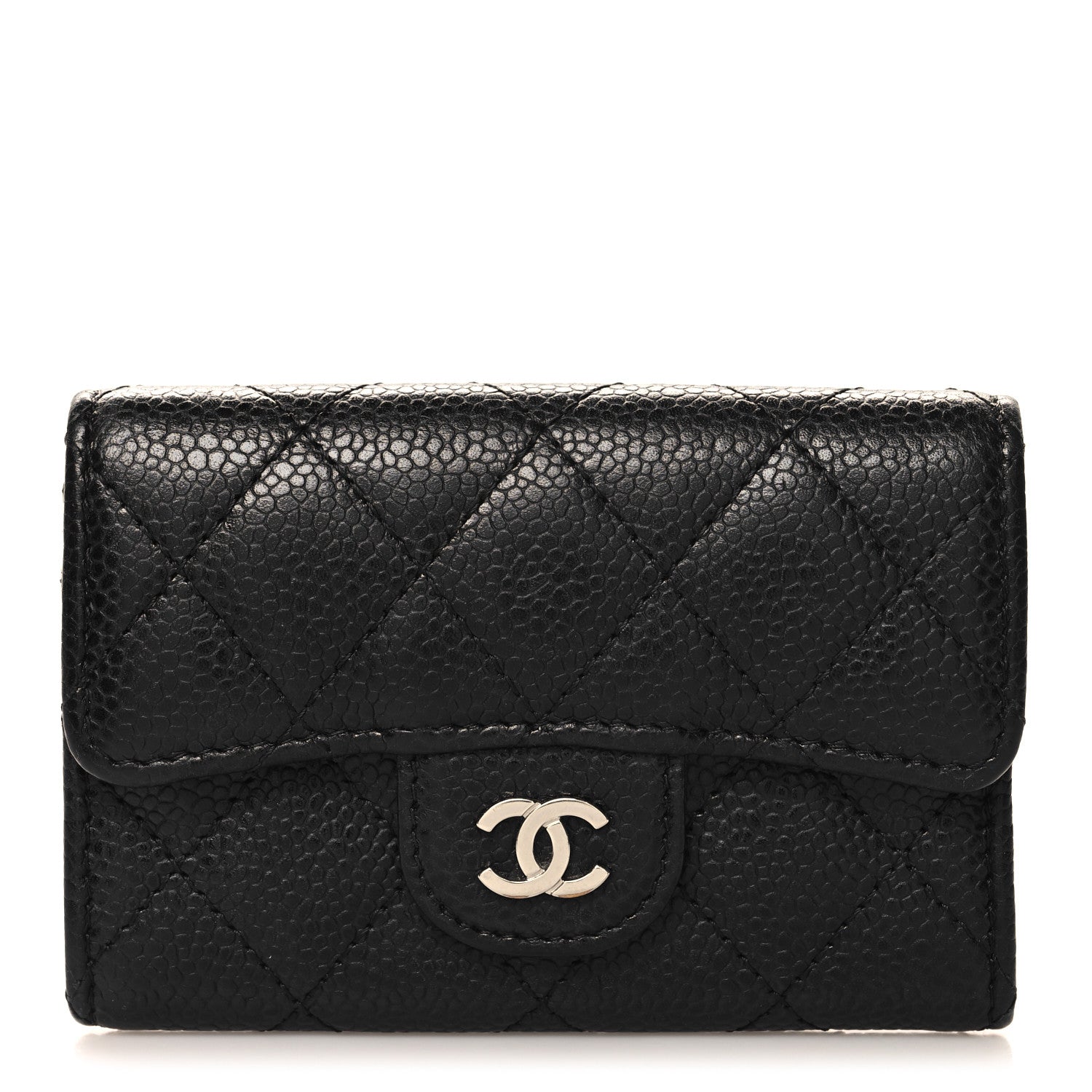 Chanel Caviar Quilted Flap Card Holder Wallet Black 1 of 8