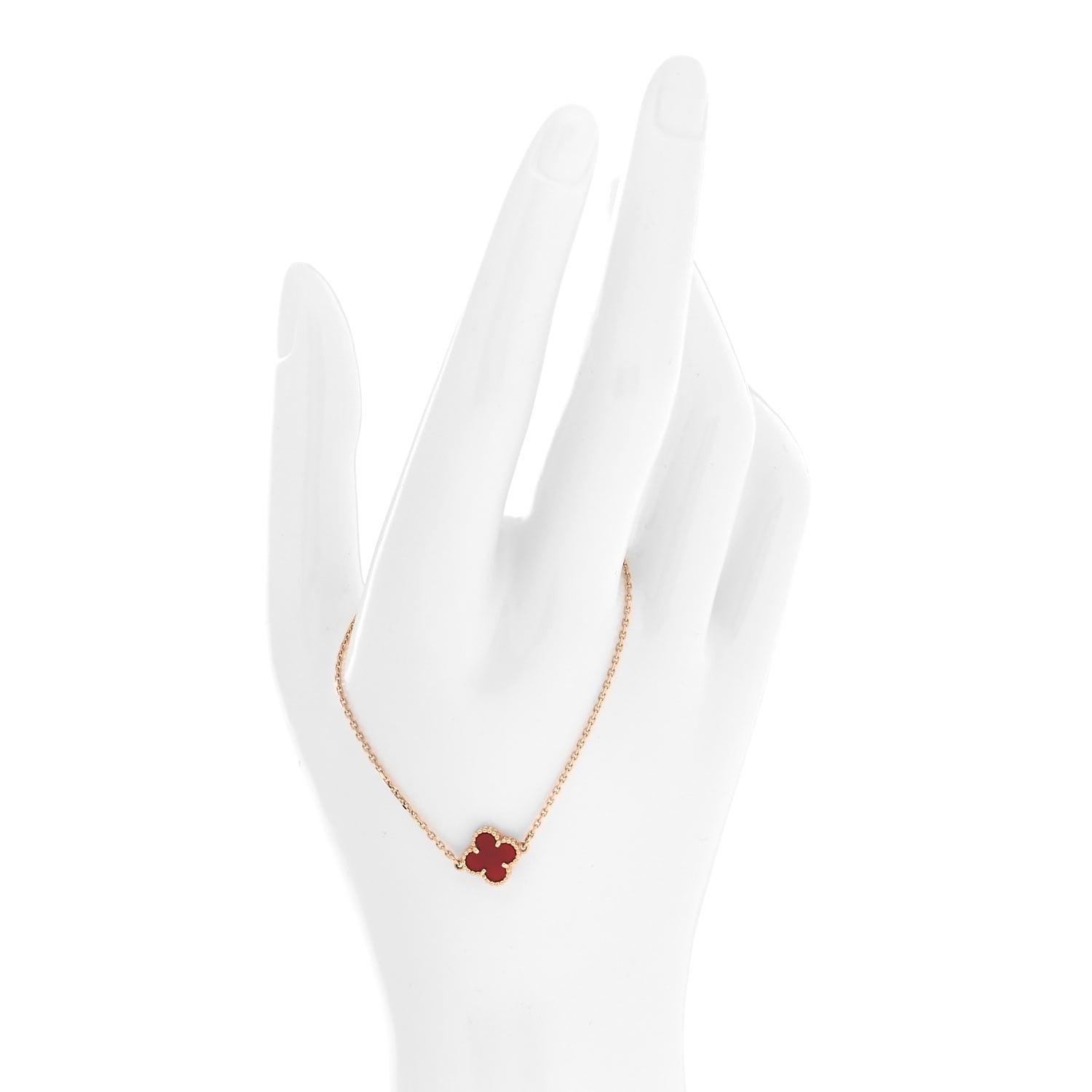 Van Cleef & Arpels 18K Rose Gold Carnelian Sweet Alhambra Bracelet 2 of 7