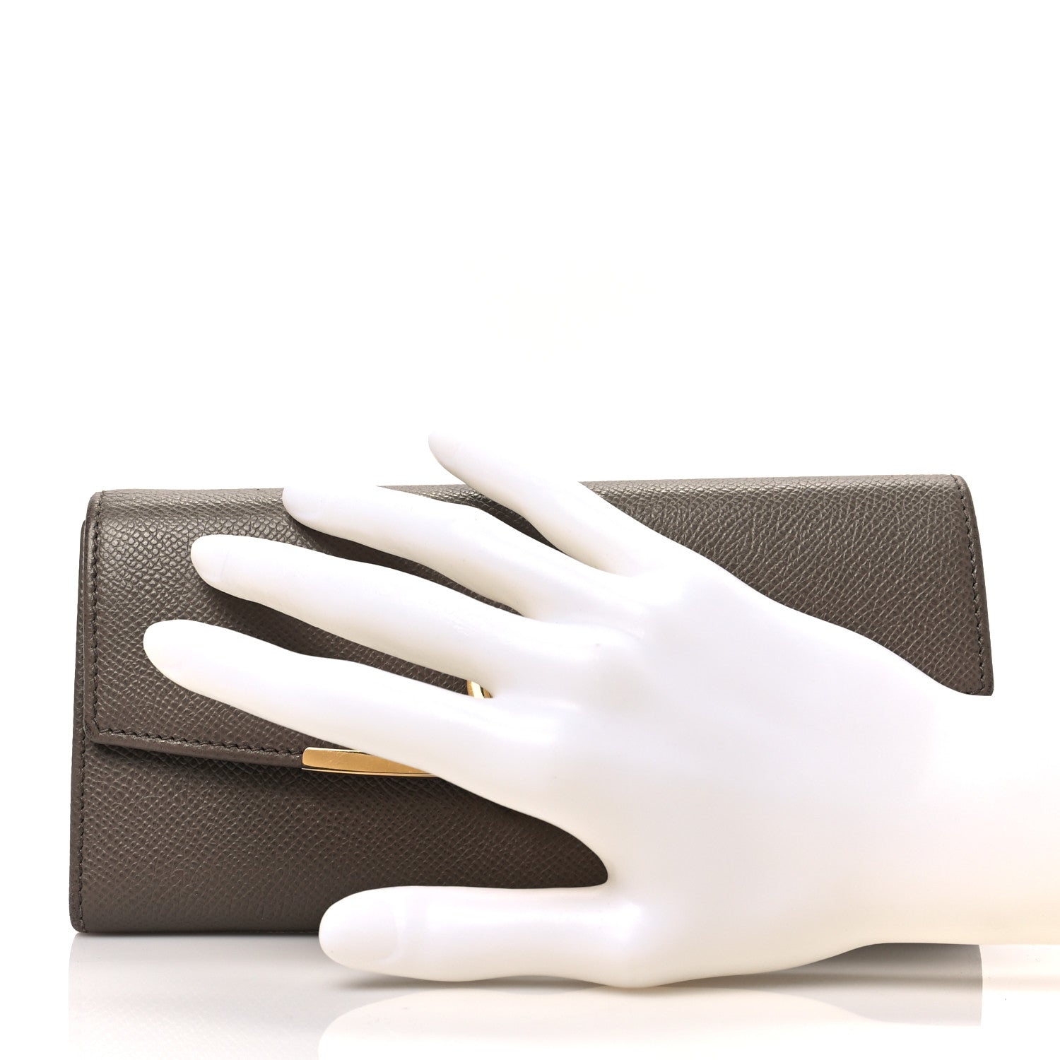 Salvatore Ferragamo Hammered Calfskin Gancini Wallet Caraway Seed 2 of 7