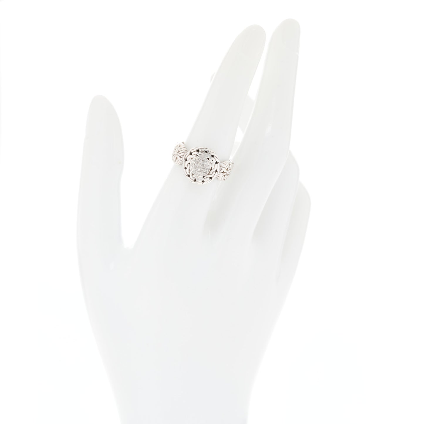 Sterling Silver Diamond Small Circle Contour Ring 54 7
