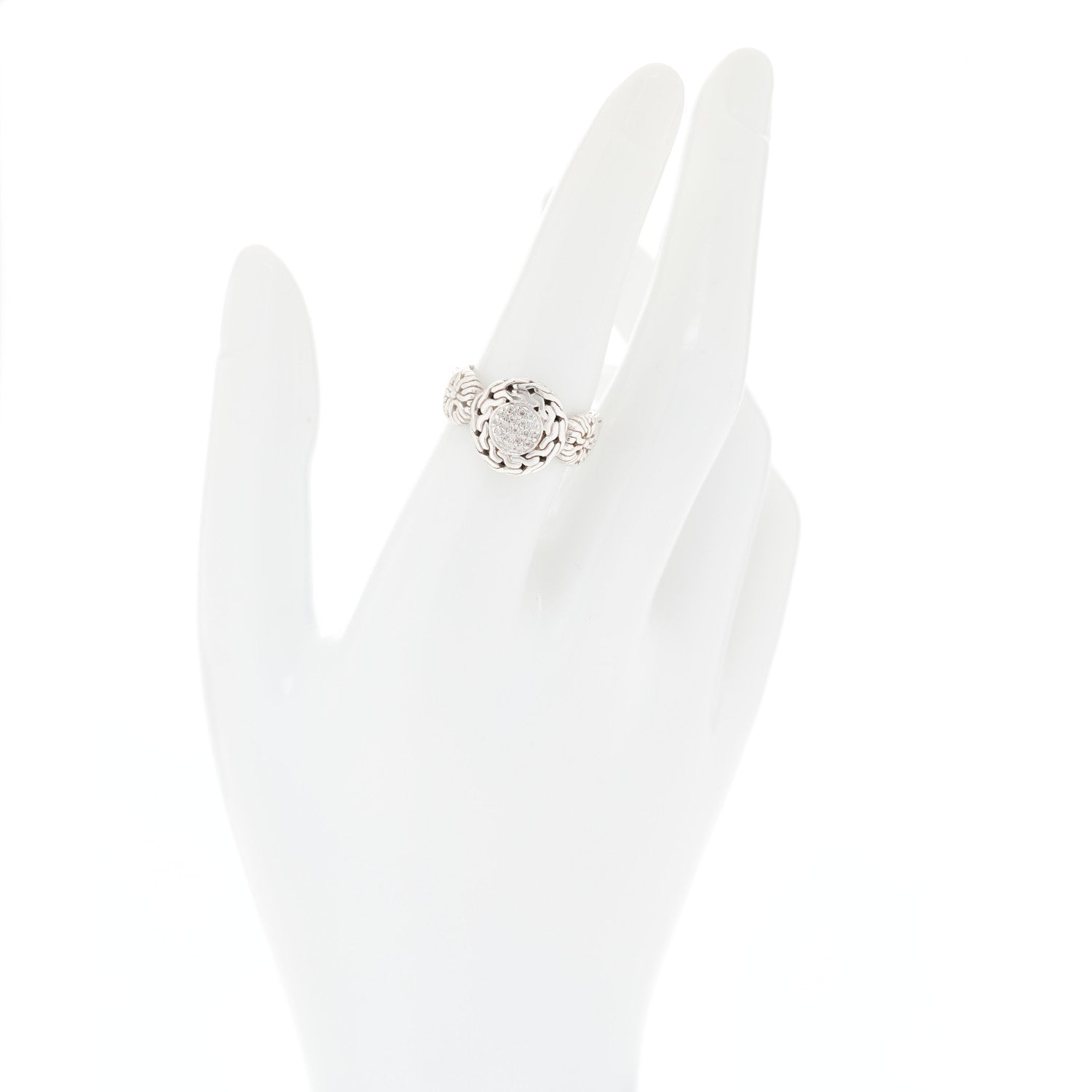 John Hardy Sterling Silver Diamond Small Circle Contour Ring 54 7 2 of 6