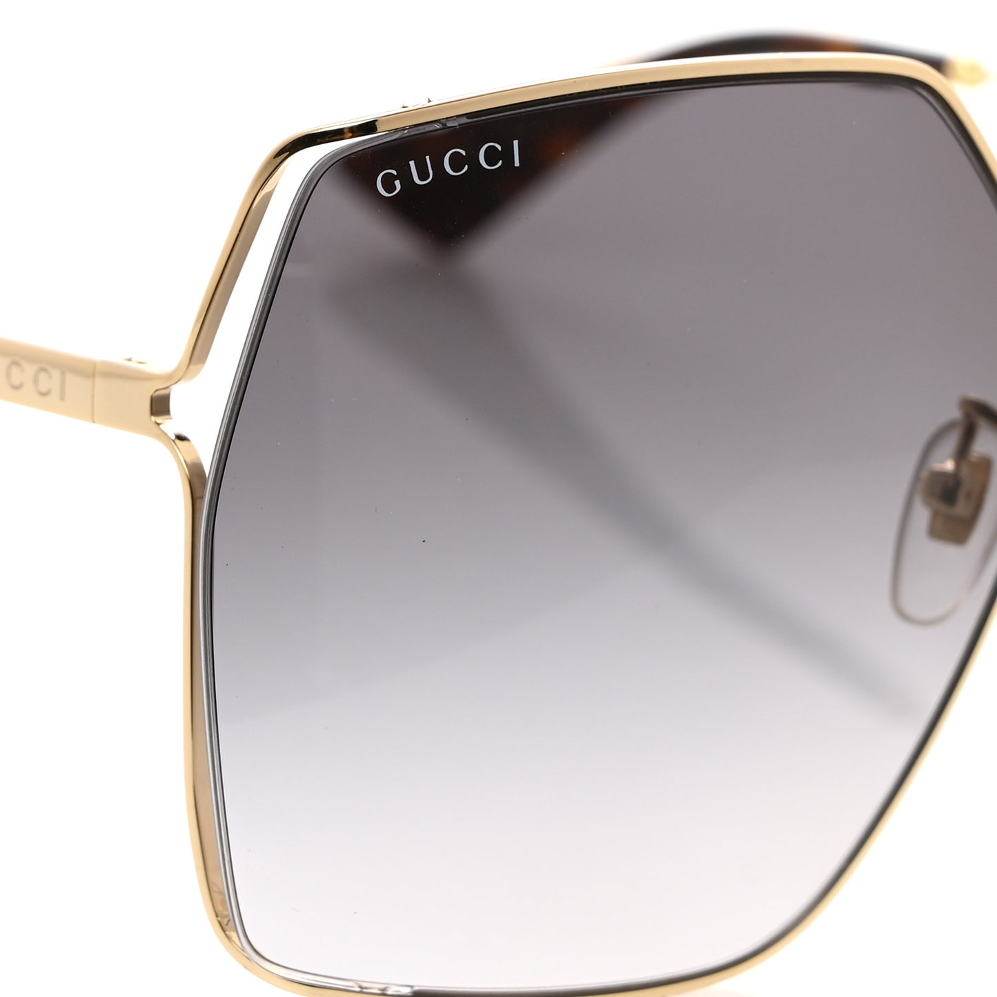 Metal Square Frame Sunglasses GG0817S Gold Grey