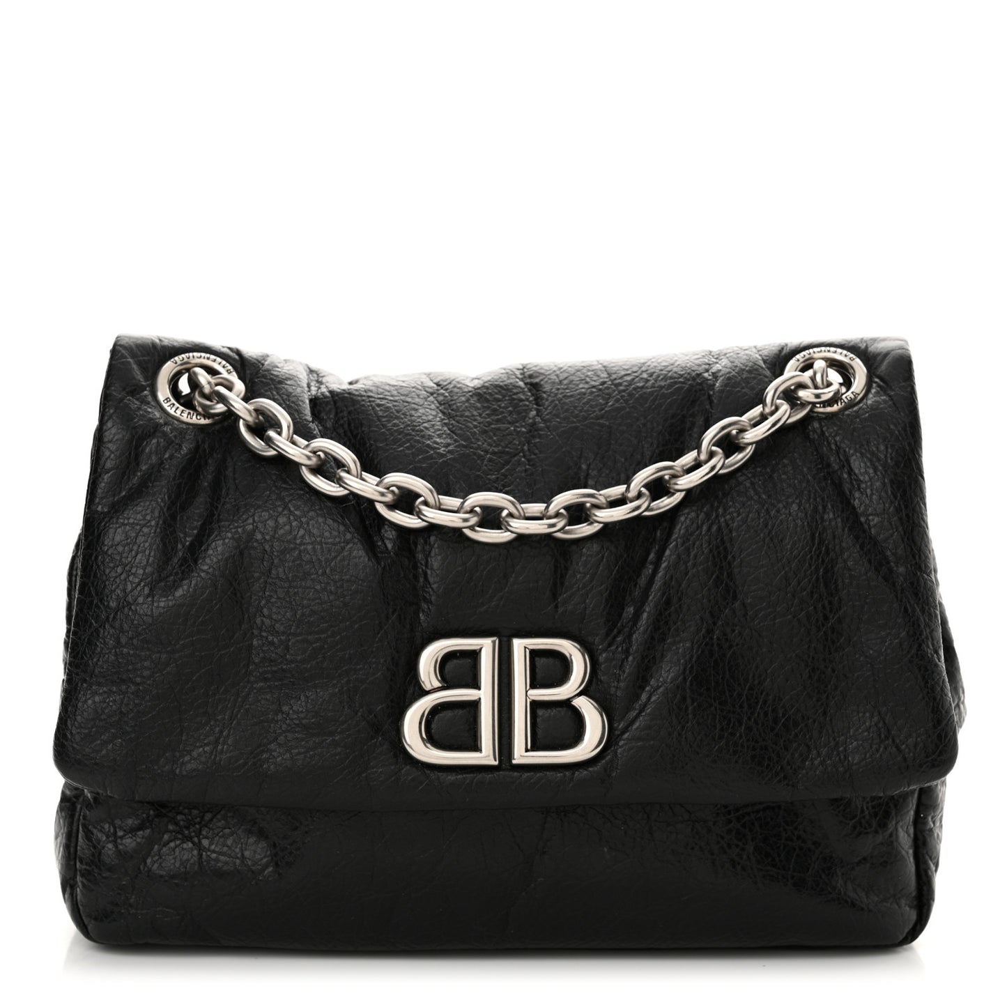 Arena Calfskin Mini Monaco Chain Shoulder Bag Black