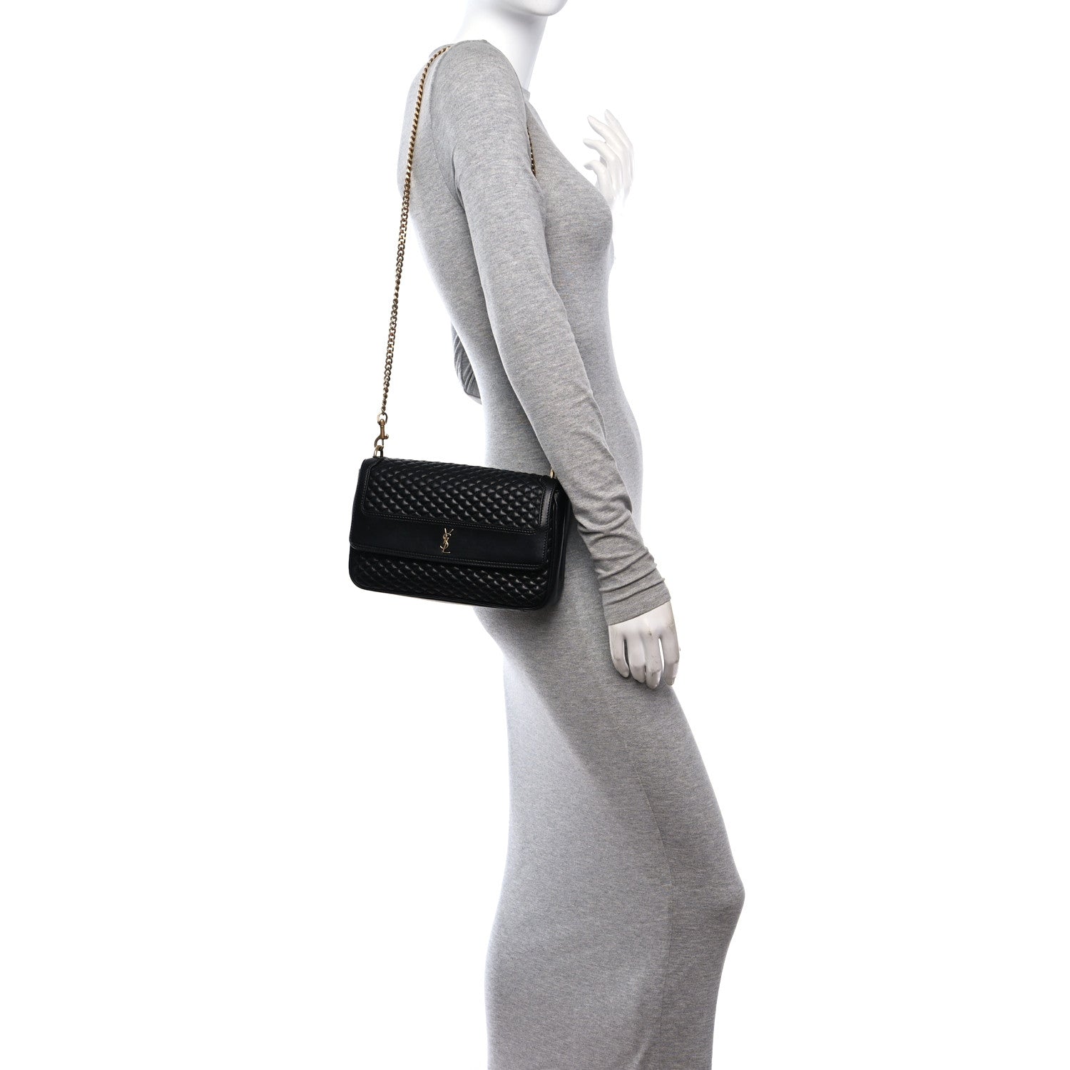 Saint Laurent Lambskin Quilted Victoire Shoulder Bag Black 2 of 10