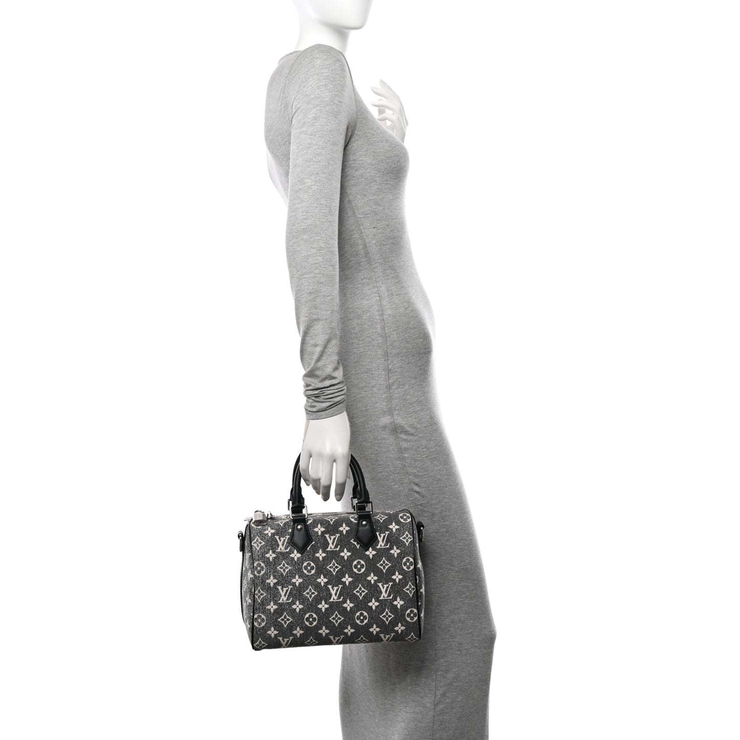 Denim Monogram Jacquard Speedy Bandouliere 25 Black