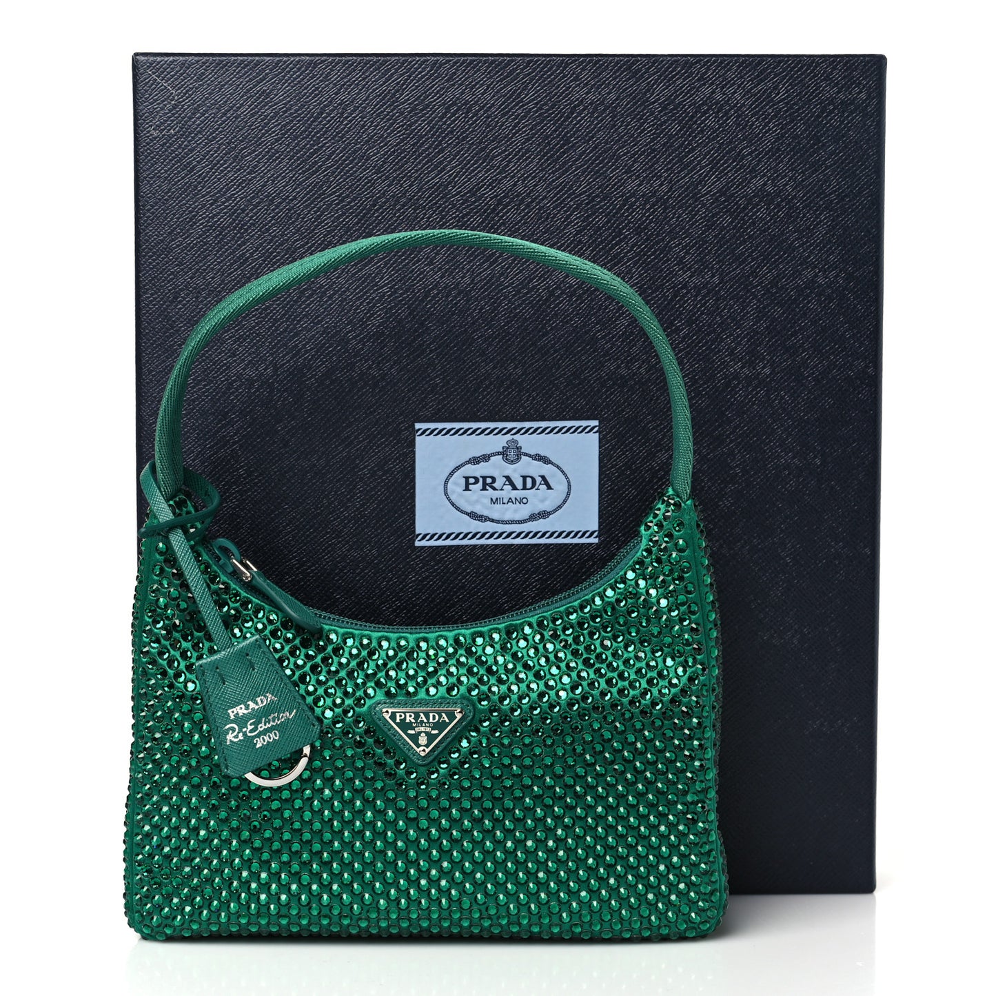 Satin Crystal Mini Re-Edition 2000 Bag Mango