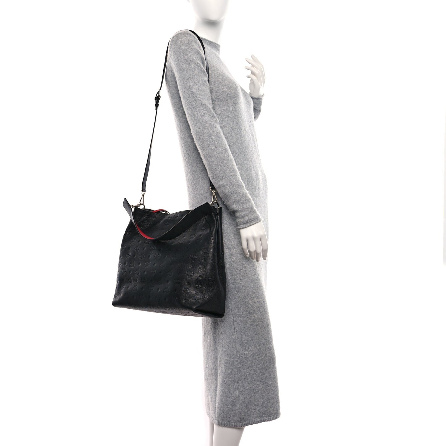 Calfskin Ottomar Monogram Large Klara Hobo Black Red