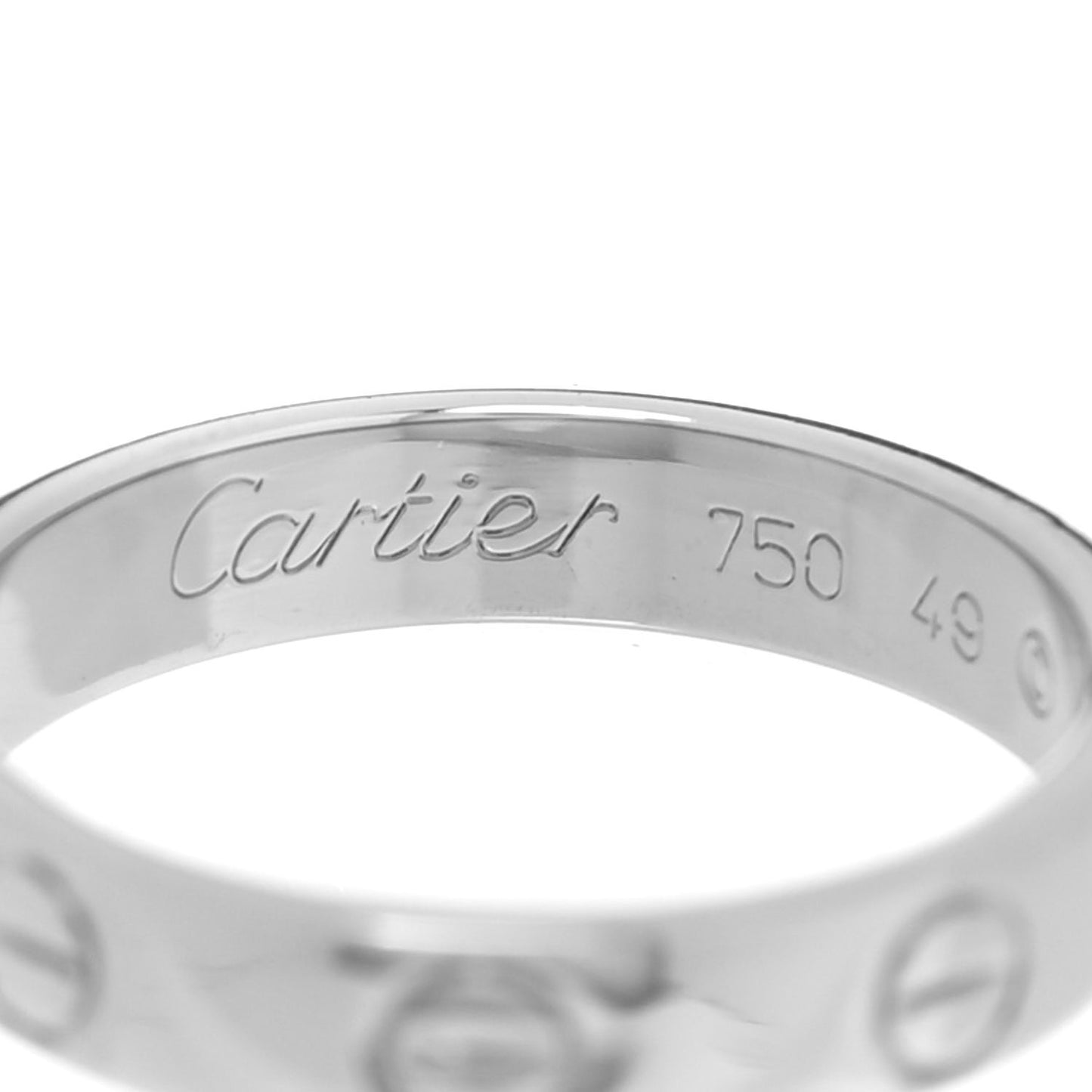 18K White Gold 3.5mm LOVE Wedding Band Ring 49 4.75