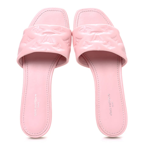 Lambskin Embossed Monogram Revival Flat Mules 37 Light Pink