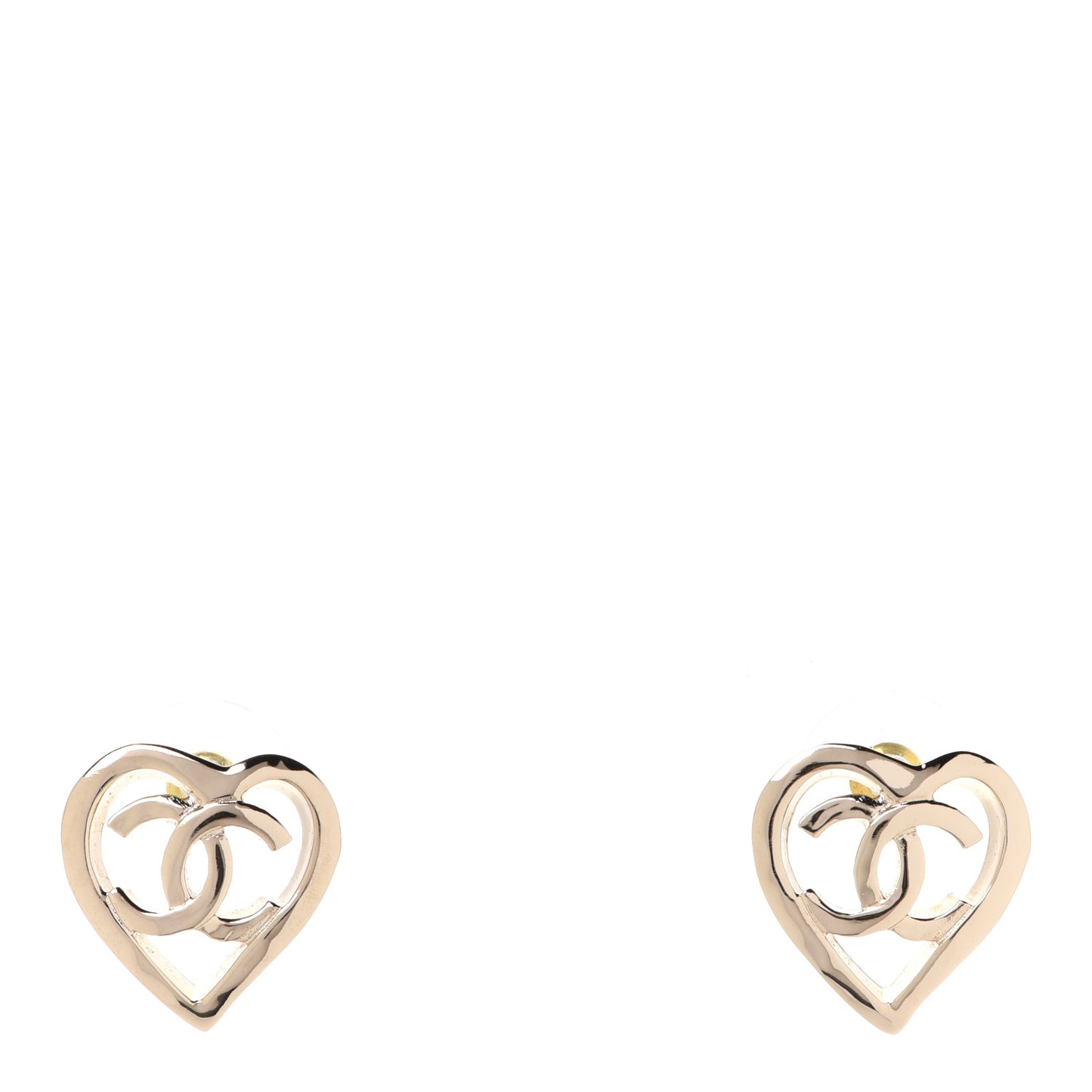Metal CC Heart Coco In Love Earrings Gold