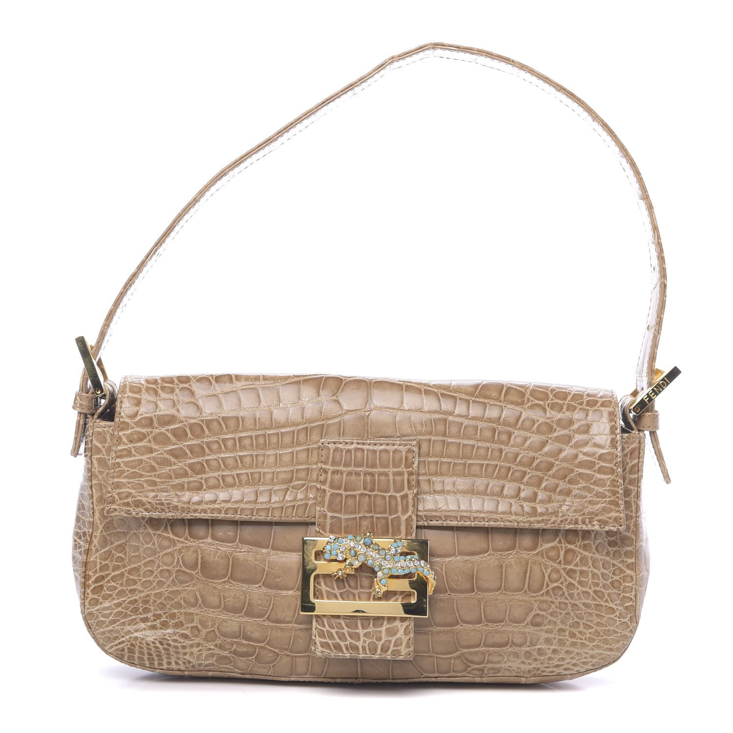 Fendi Fabric Crocodile Crystal Lizard Baguette 659638 – FASHIONPHILE