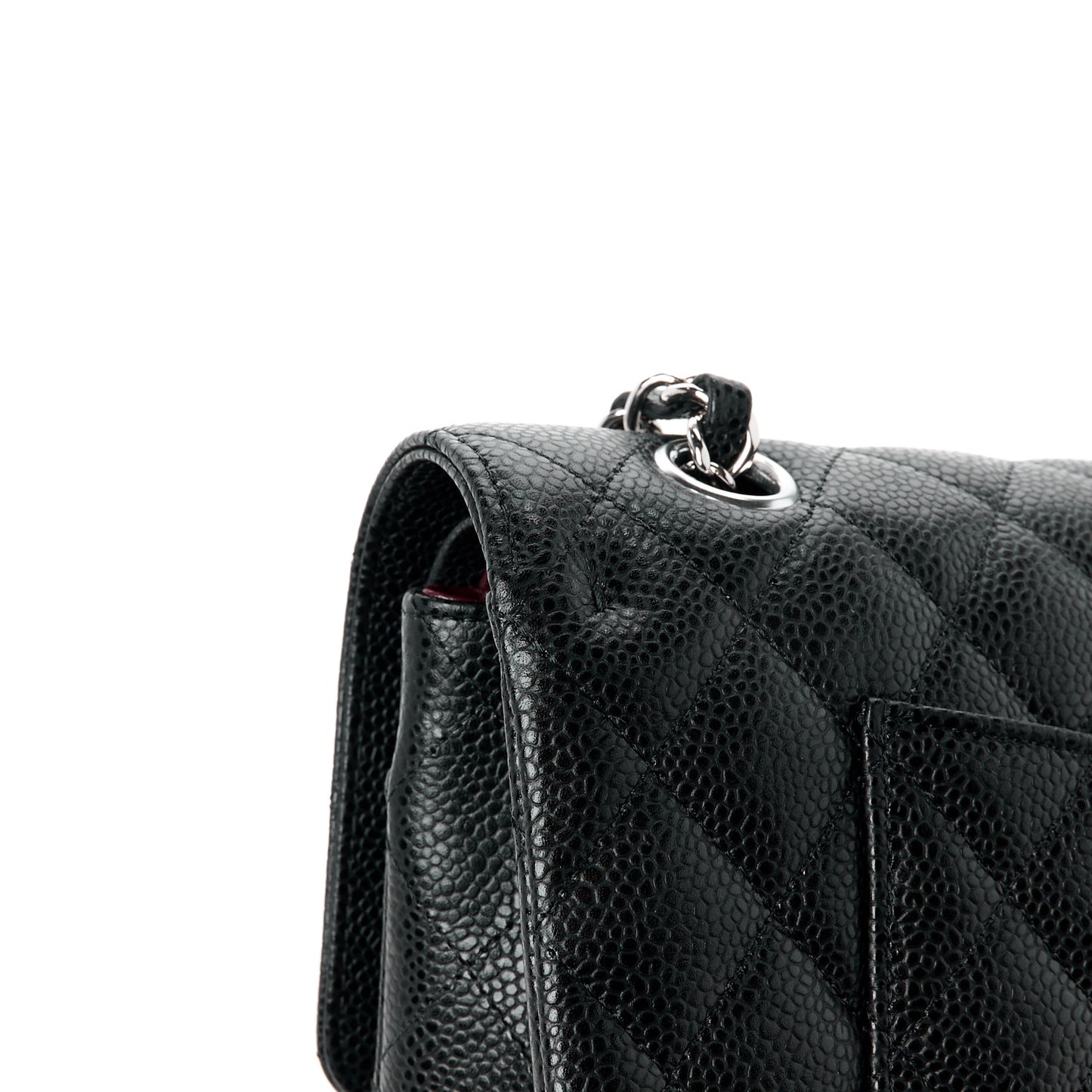Caviar Quilted Medium Double Flap Black