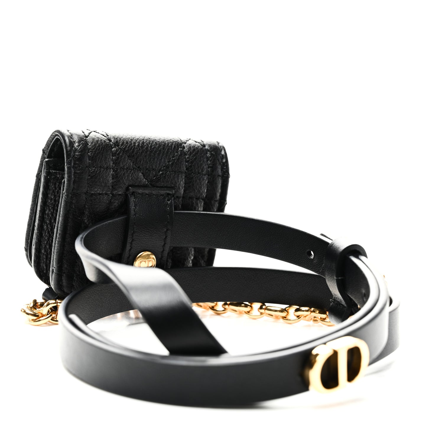 Supple Calfskin Cannage Caro Airpod Pro Case Belt 70 Black