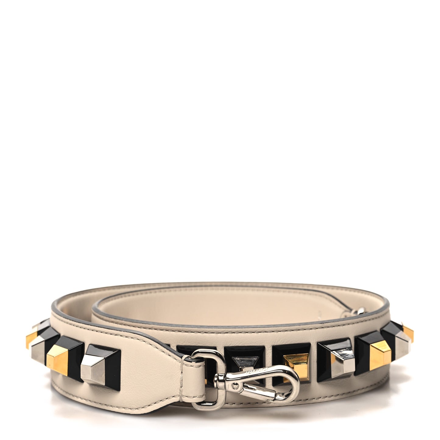 Vitello Dolce Plexiglass Bi-Color Studded Strap You White Black Multicolor