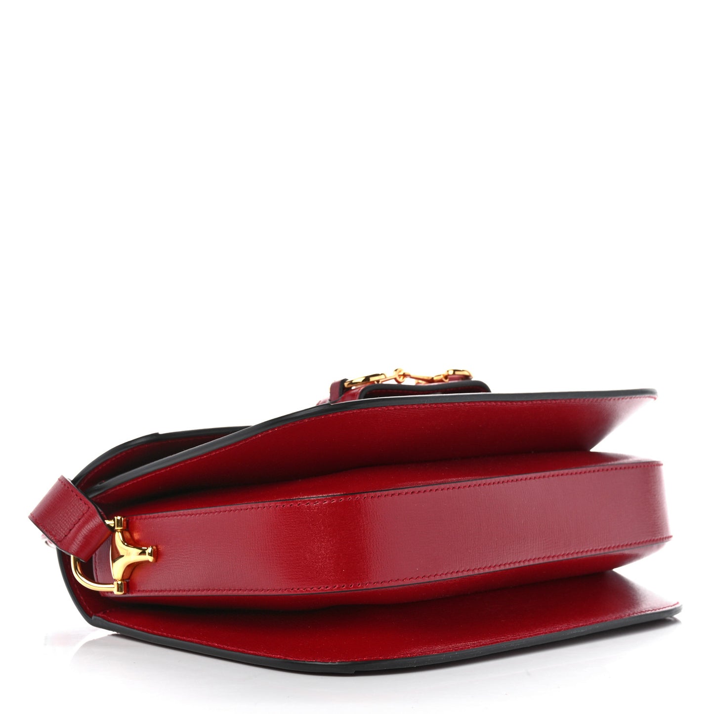 GG Supreme Monogram Azalea Calfskin Horsebit 1955 Shoulder Bag Beige Ebony New Cherry Red
