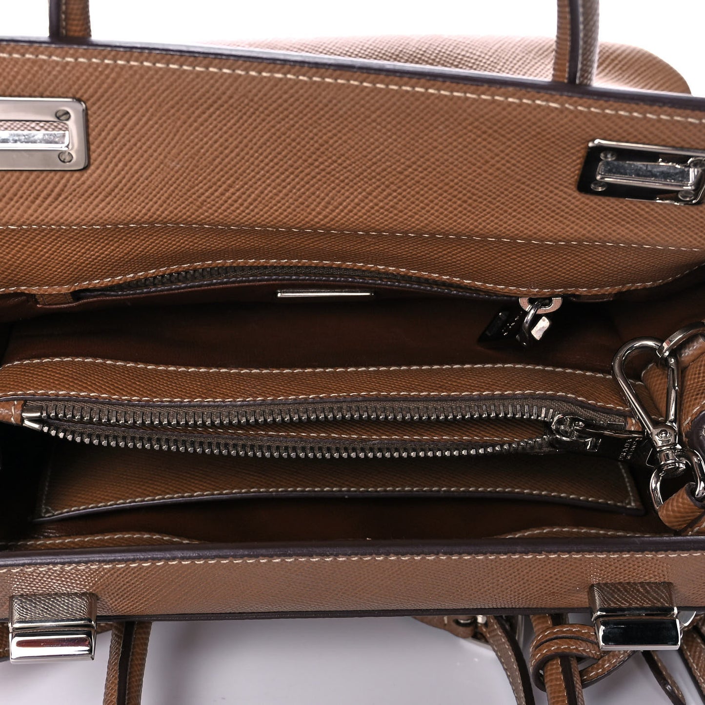Saffiano Cuir Small Twin Tote Cannella Cocco