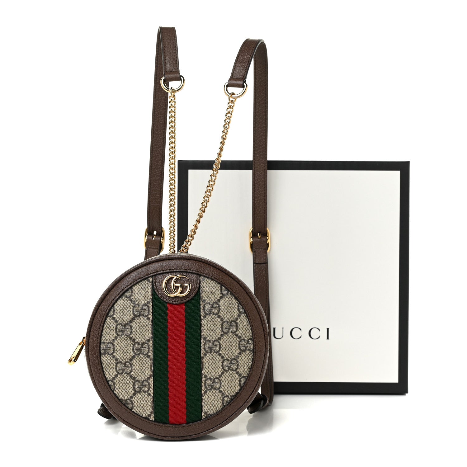 Gucci GG Supreme Monogram Web Mini Ophidia Round Backpack Brown 12 of 12