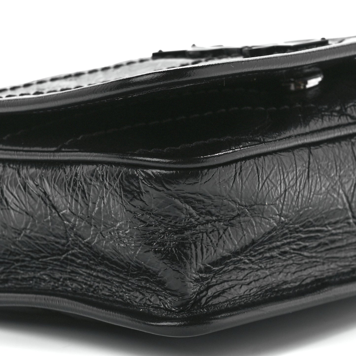Crinkled Calfskin Matelasse Monogram Niki Chain Wallet Black