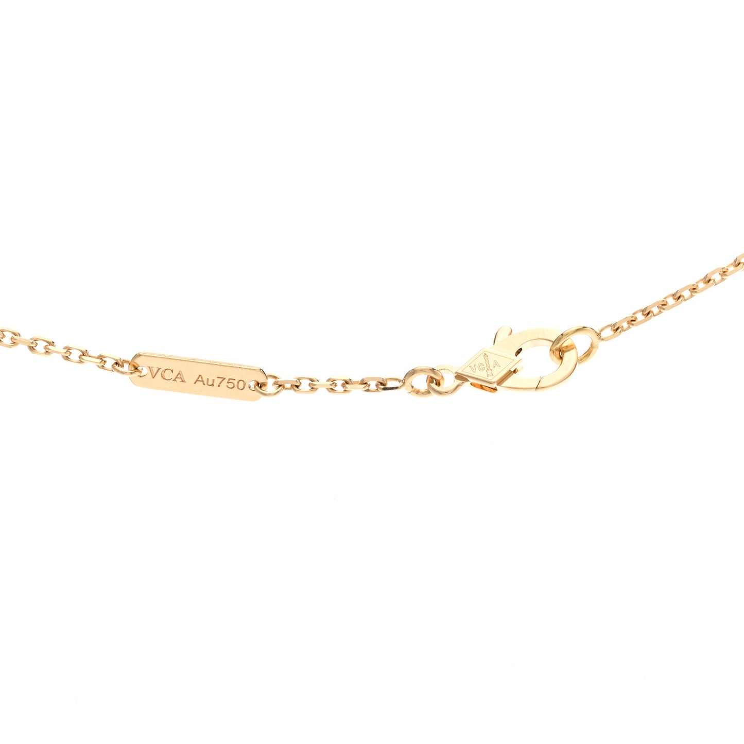 18K Yellow Gold Tiger Eye Vintage Alhambra Pendant Necklace