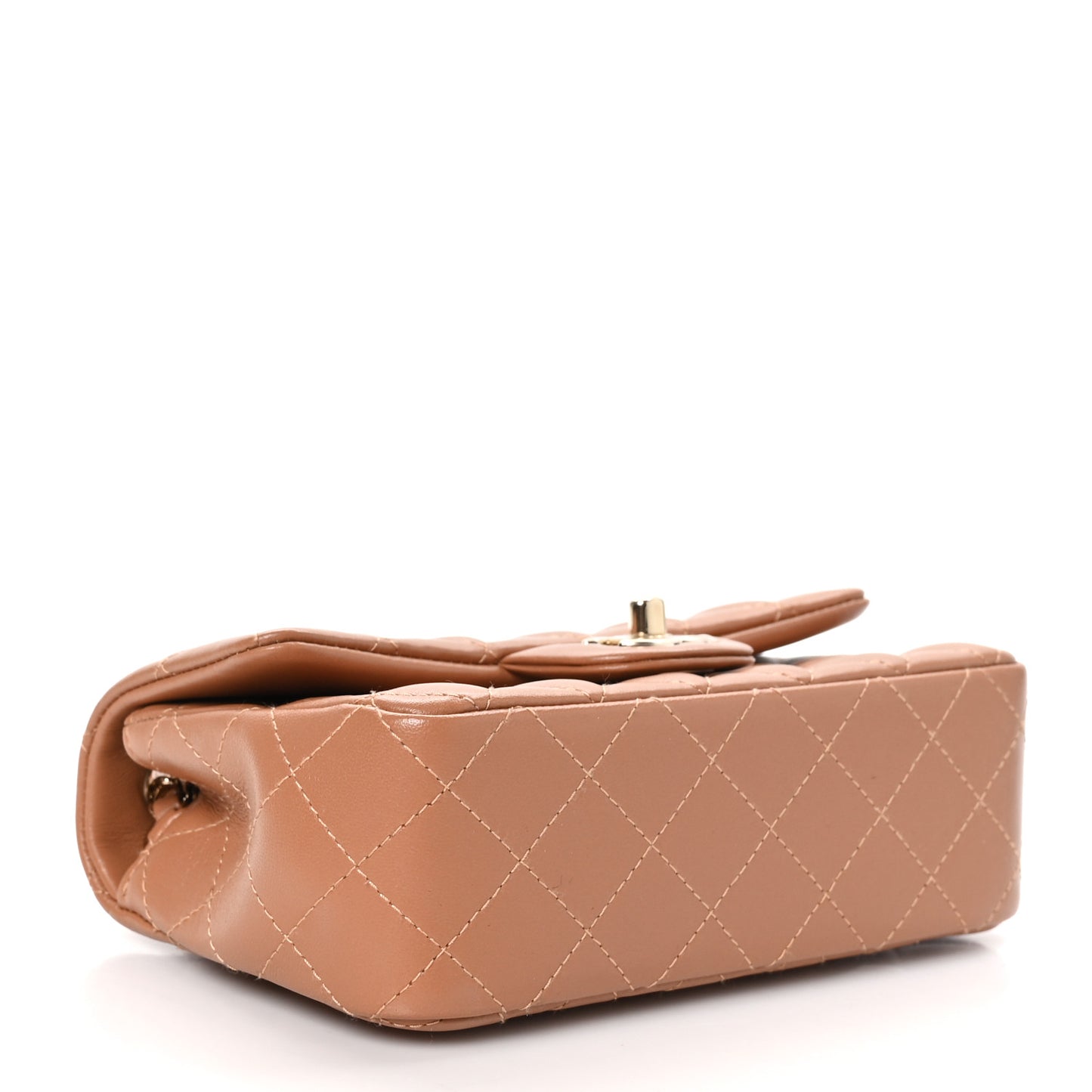 Lambskin Quilted Mini Rectangular Flap Brown
