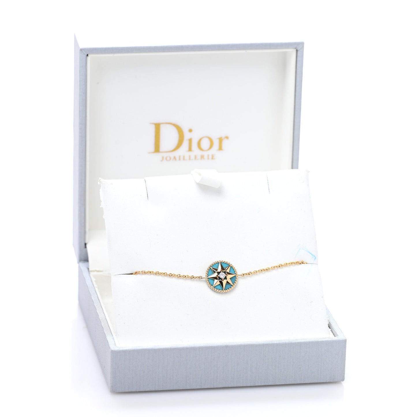 18K Yellow Gold Diamond Turquoise Rose des Vents Bracelet