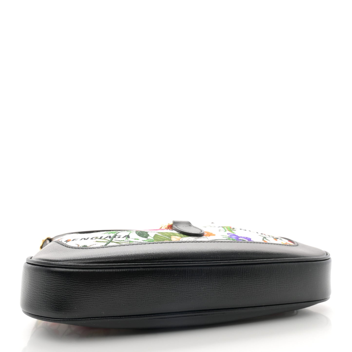 X BALENCIAGA Canvas Boarded Pluton Calfskin Flora Logo Print Small Jackie 1961 Hobo White Multicolor Black