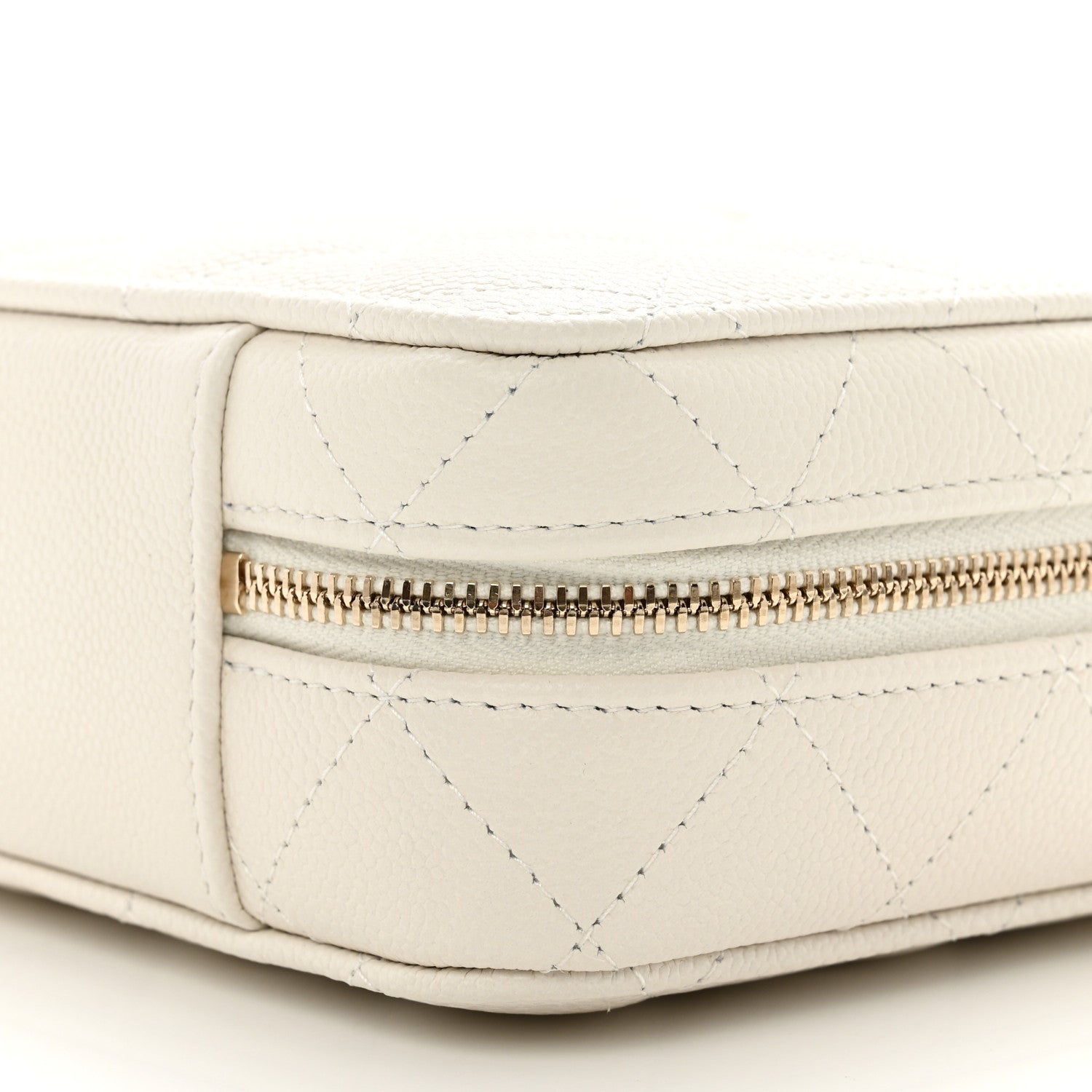 Chanel Caviar Quilted Top Handle Vanity Case White 9 of 10