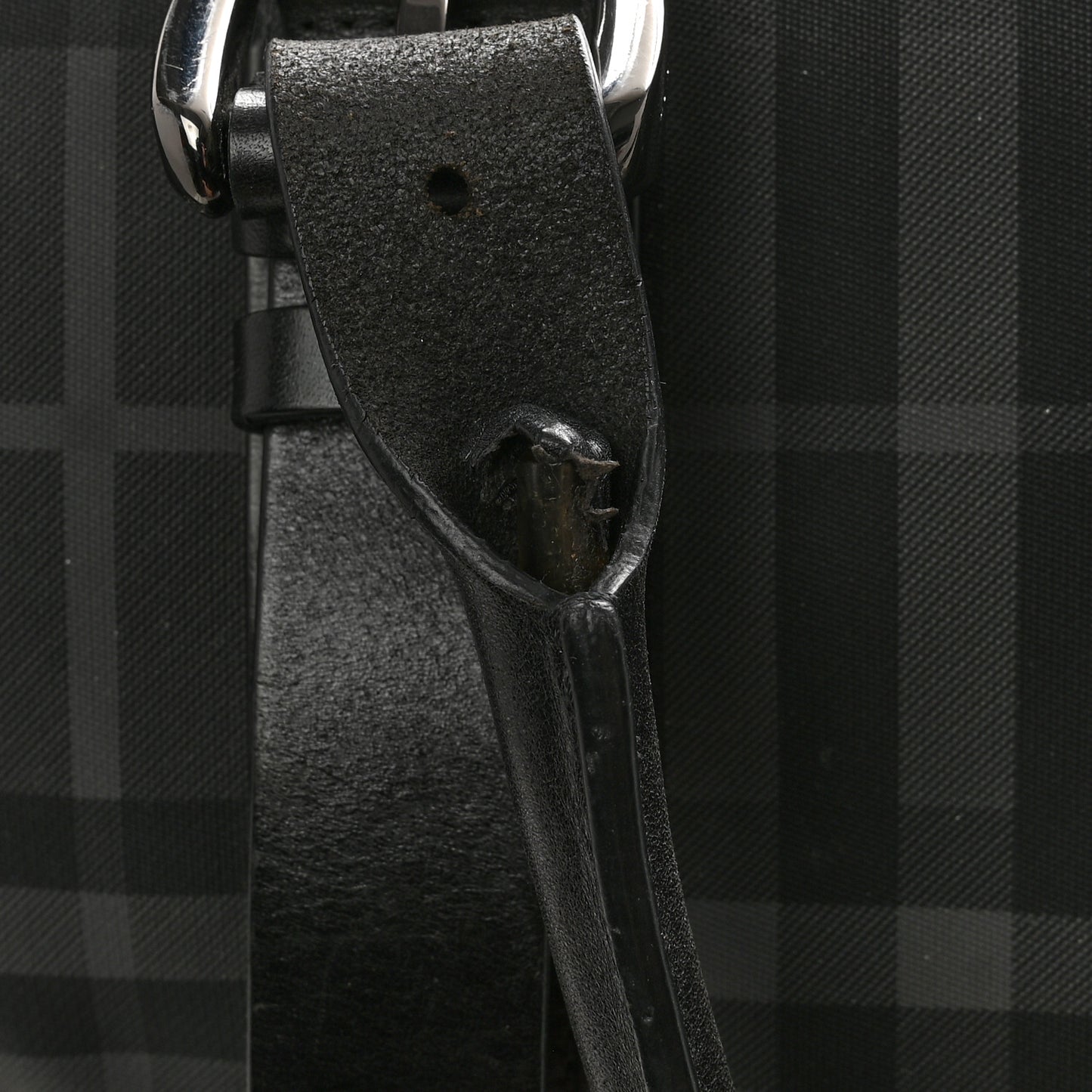 Nylon Smoked Check Weekend Duffle Bag Black